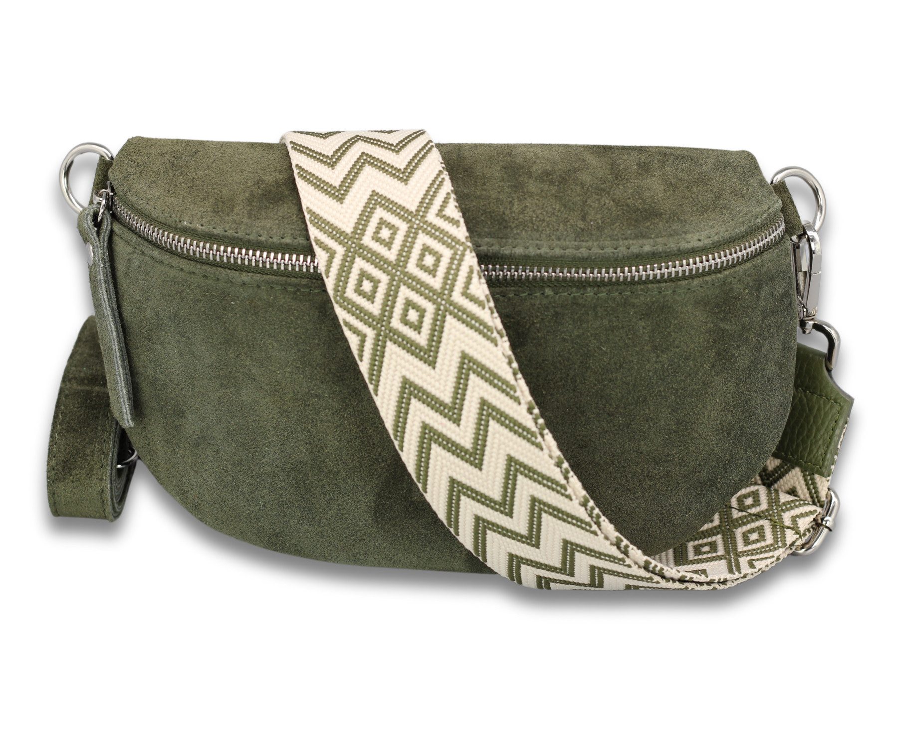 Gürteltasche SUEDE Bauchtasche für Damen aus echtem Wildleder, Khaki