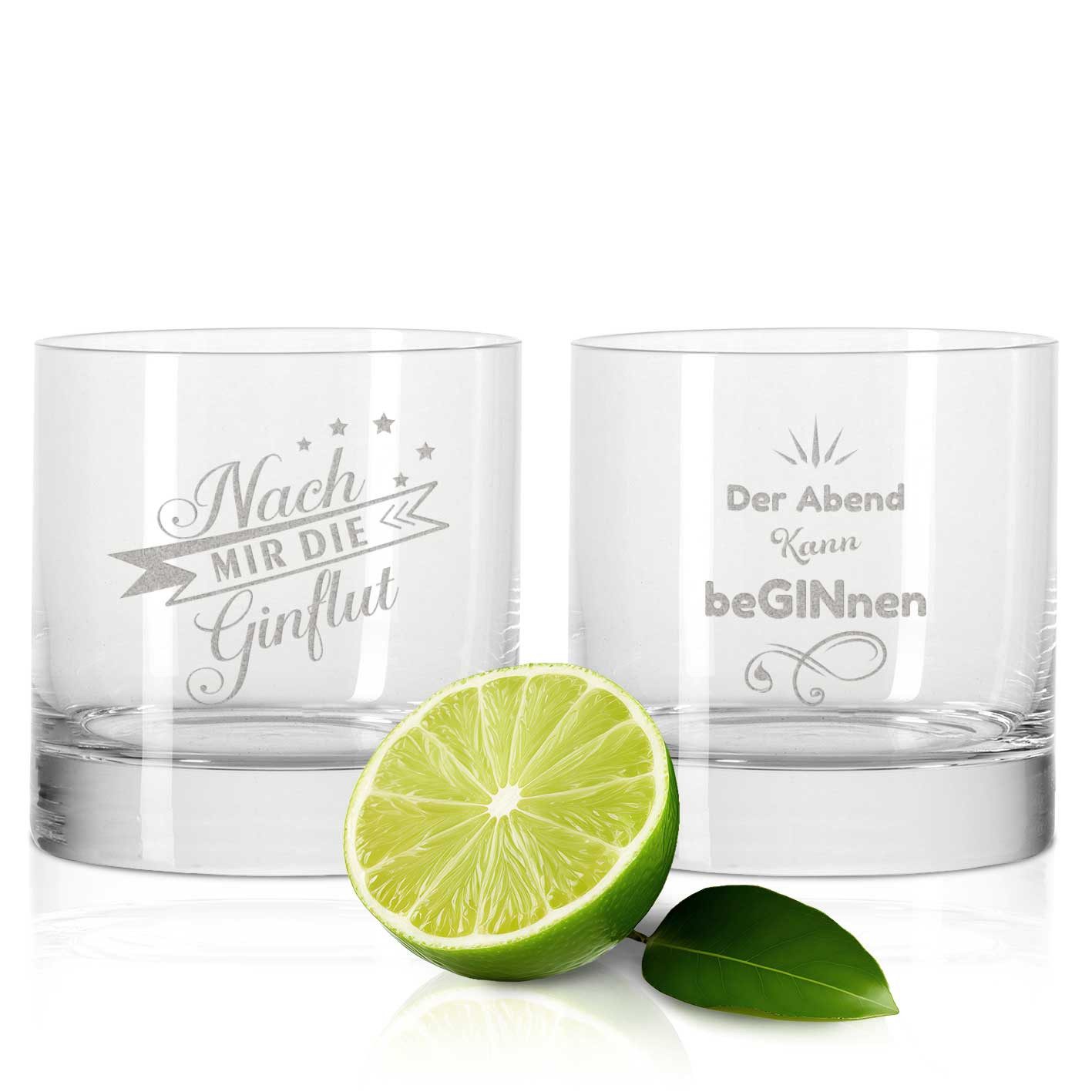 GRAVURZEILE Cocktailglas 2er Set GIN-Gläser - Nach mir die GINflut & Der Abend kann beGINnen, Glas, Montana Gin Gläser als Geschenkset für Gin Liebhaber
