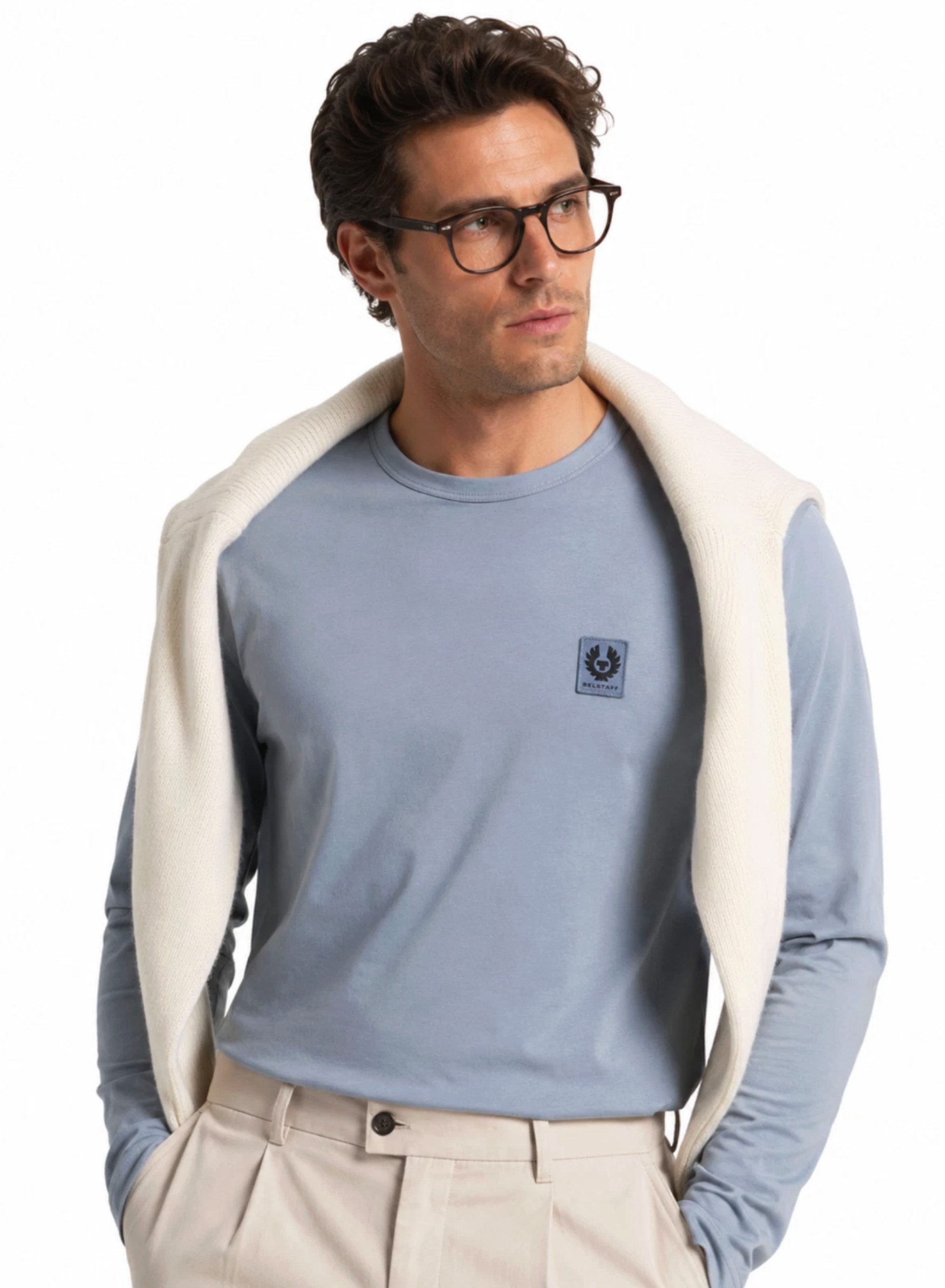 Belstaff Longsleeve T-Shirt London Retro Phoenix Patch Iconic Tee Modern Cut (1-tlg) Ideal für Alltag, Business Casual und Freizeit