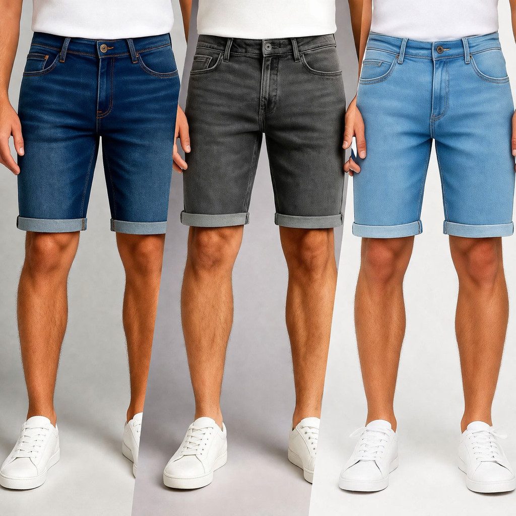 S&S Jeansshorts Herren Jeans Shorts Bermuda Hosen (Packung, 1-tlg., jeans shorts herren) Bermuda Jeans Short gerade geschnittene kurze Beine