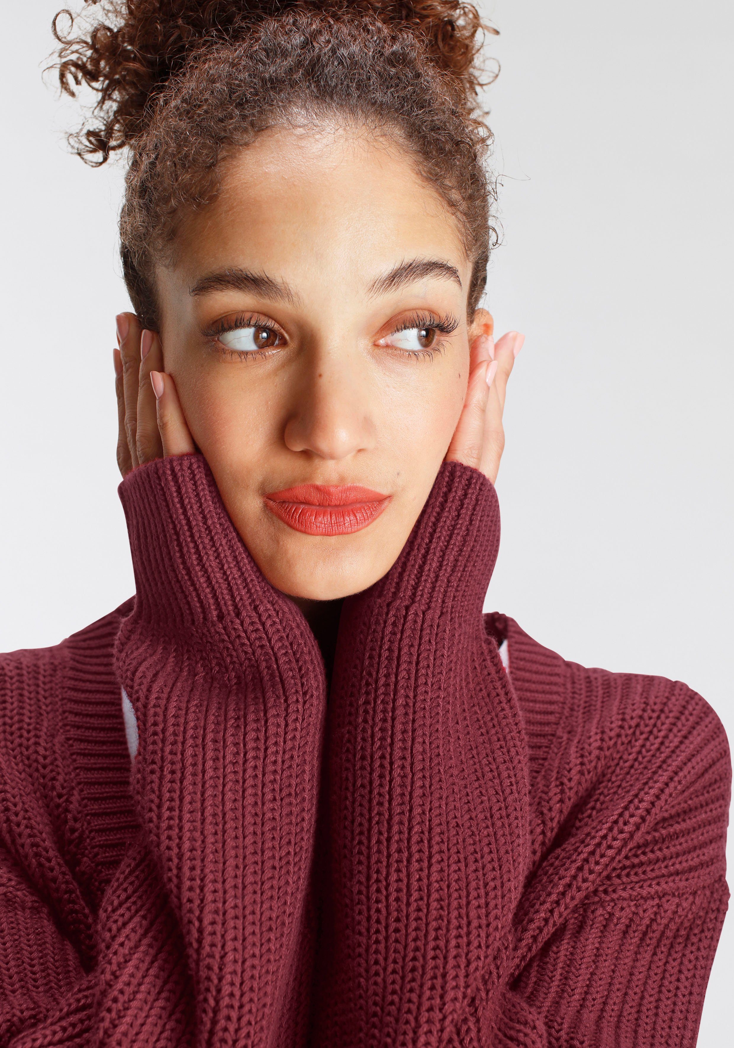 Strickjacke Kickin - Grobstrick-Optik & cranberry KOLLEKTION NEUE trendiger in Alife KendraAK