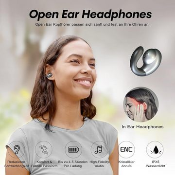 Xmenha HiFi-Stereo-Sound Mini Open-Ear-Kopfhörer (Dank Umgebungsgeräuschunterdrückung und klaren Anrufen bleiben Sie während des Sports konzentriert und verbunden, ohne Störungen., leichtes Design, LED-Anzeige & Touch-Steuerung für maximale Freiheit)