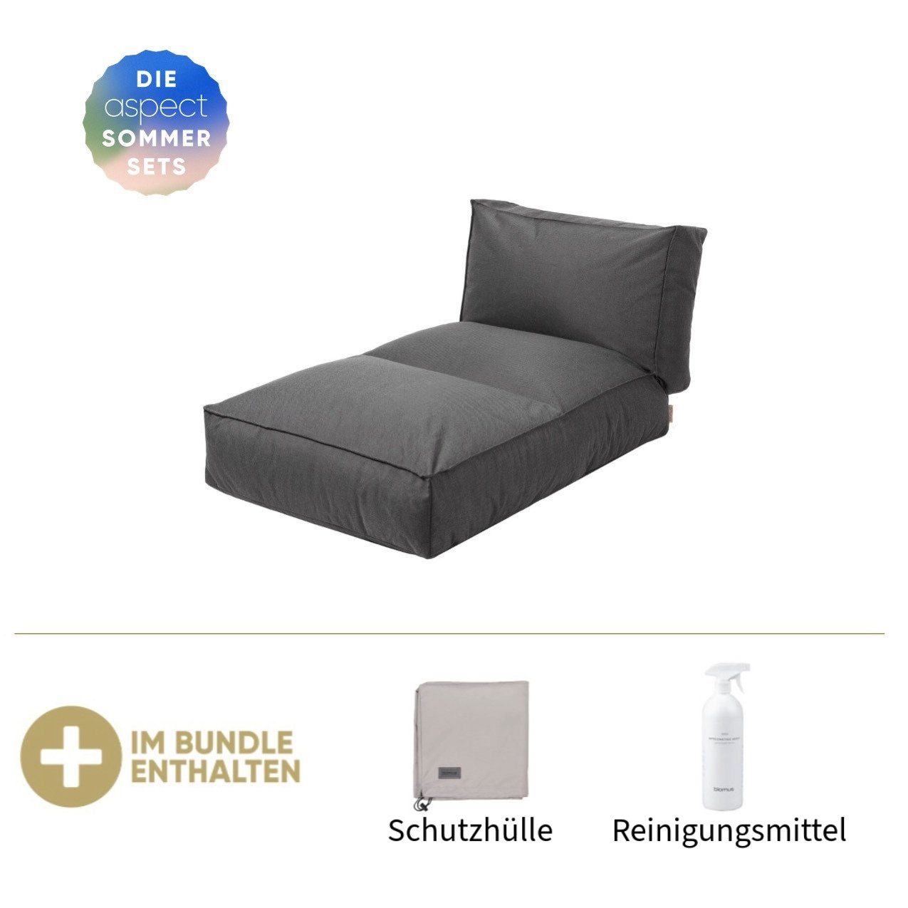 blomus Daybed Blomus Bett S STAY Coal, inkl. GRATIS Schutzhülle & Reinigungsmittel