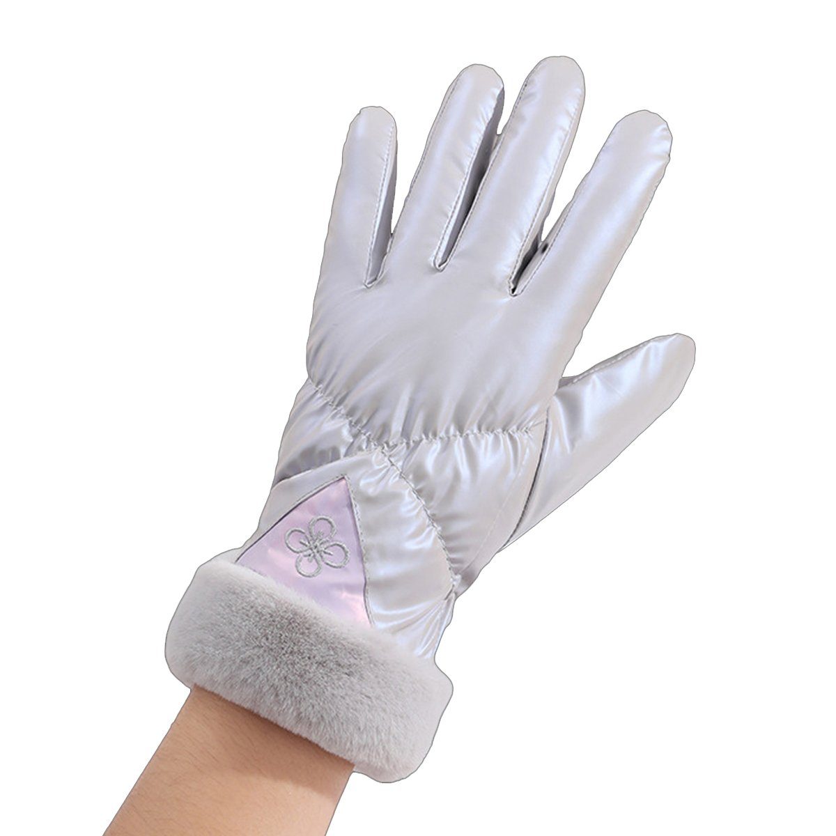 ZmdecQna Fleecehandschuhe Damen Winter Warm Touchscreen Handschuhe Thermo Winterhandschuhe grau