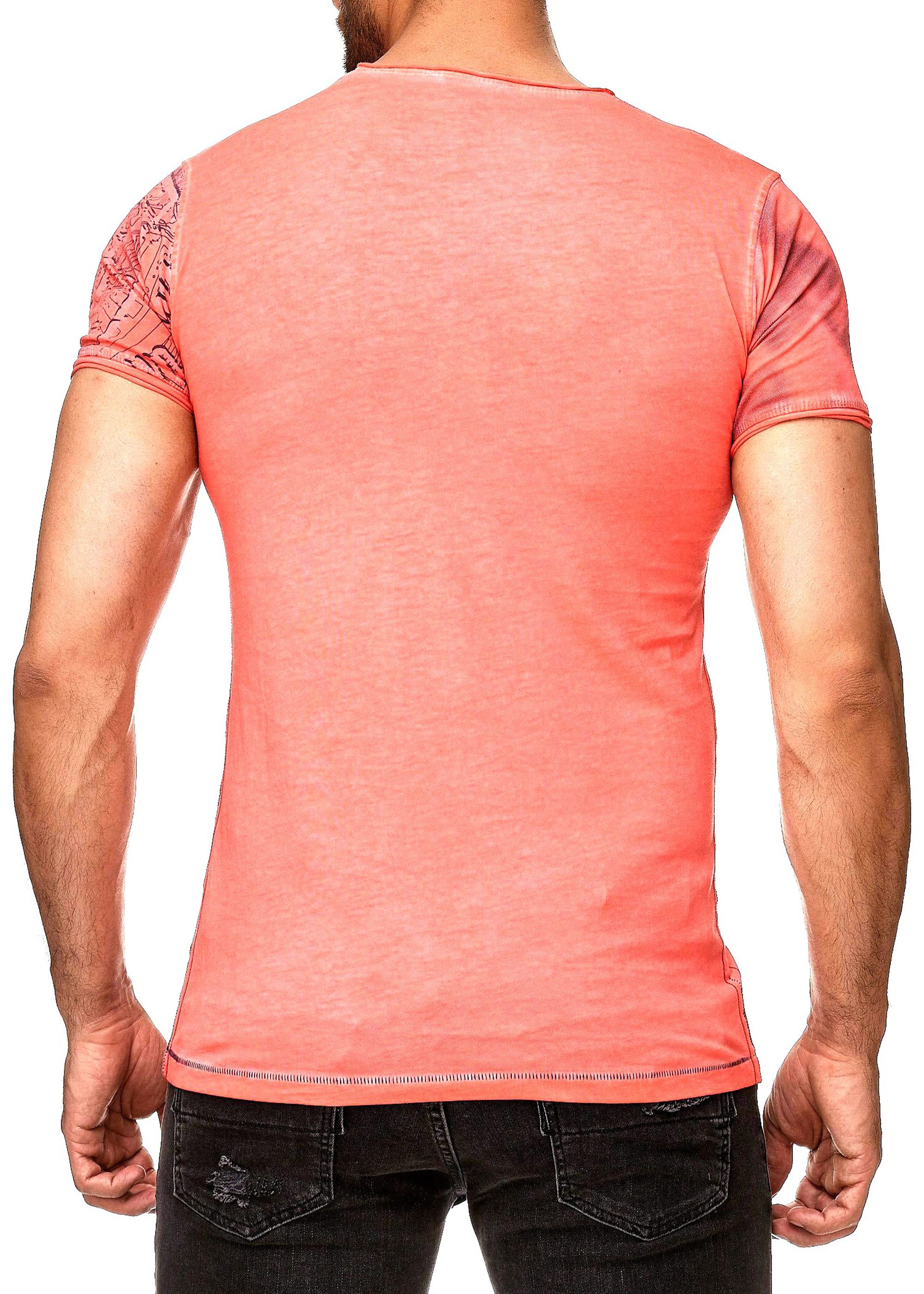 R-NEAL T-Shirt T-Shirt Washed Streetwear Printed Sale Verwaschenes Kurzarm günstig online kaufen