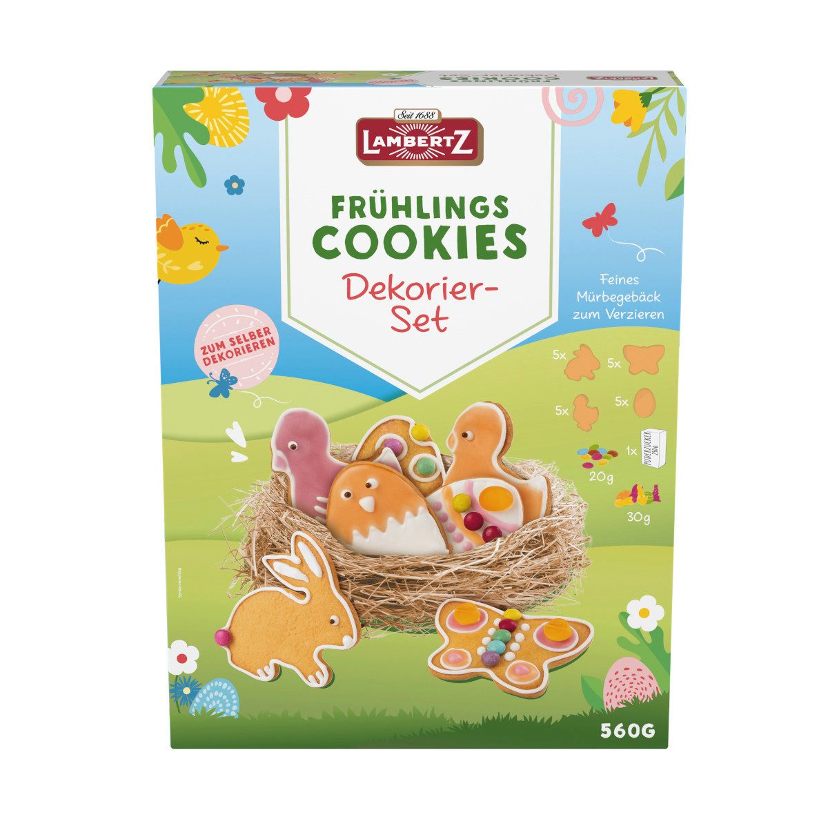 Lambertz Schokolade, Lambertz Frühlings-Cookies Dekorier-Set zum Verzieren Packung 560g