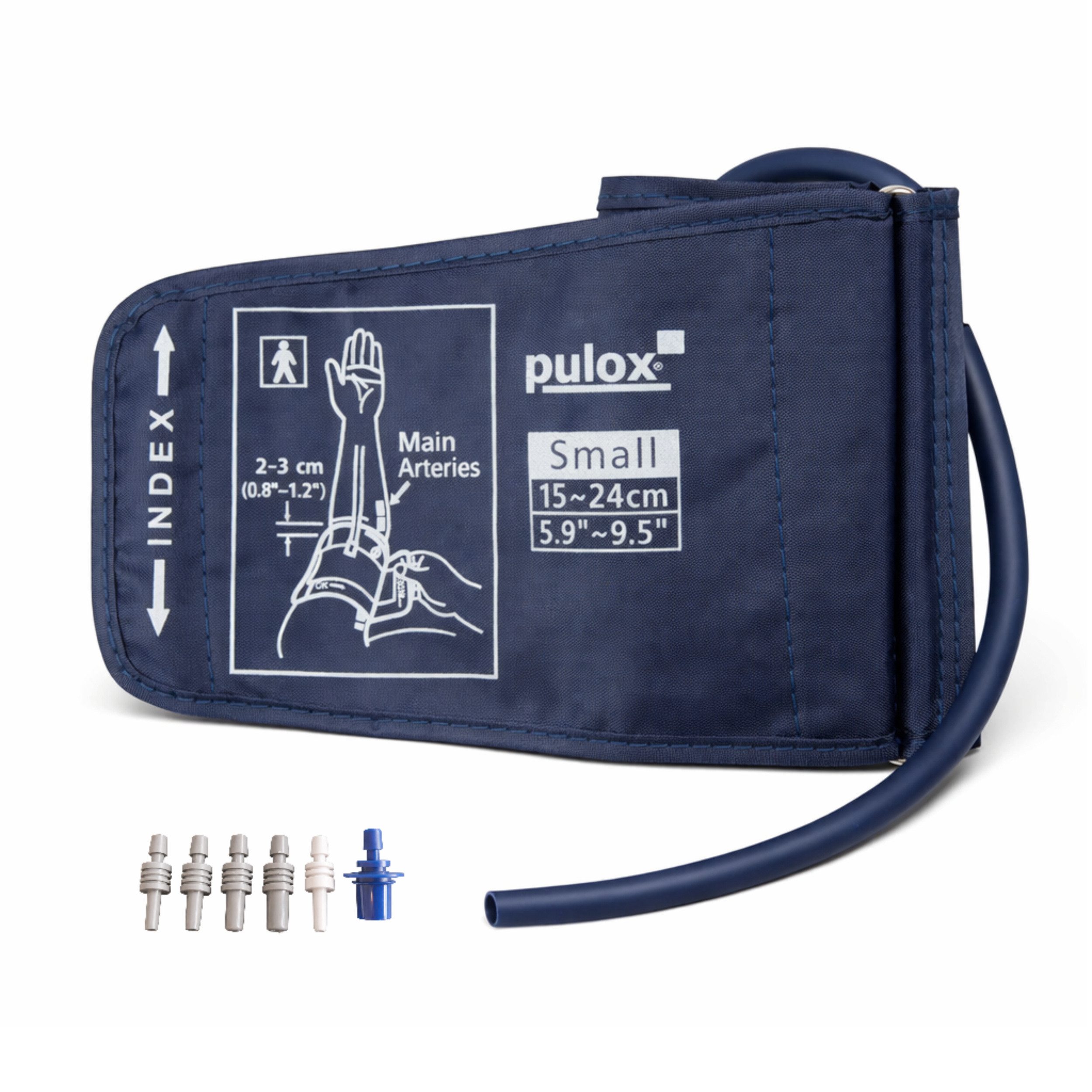 pulox Blutdruckmessgerät Blutdruckmanschette 15-24 cm Universal Einschlauch + 6 Adapter