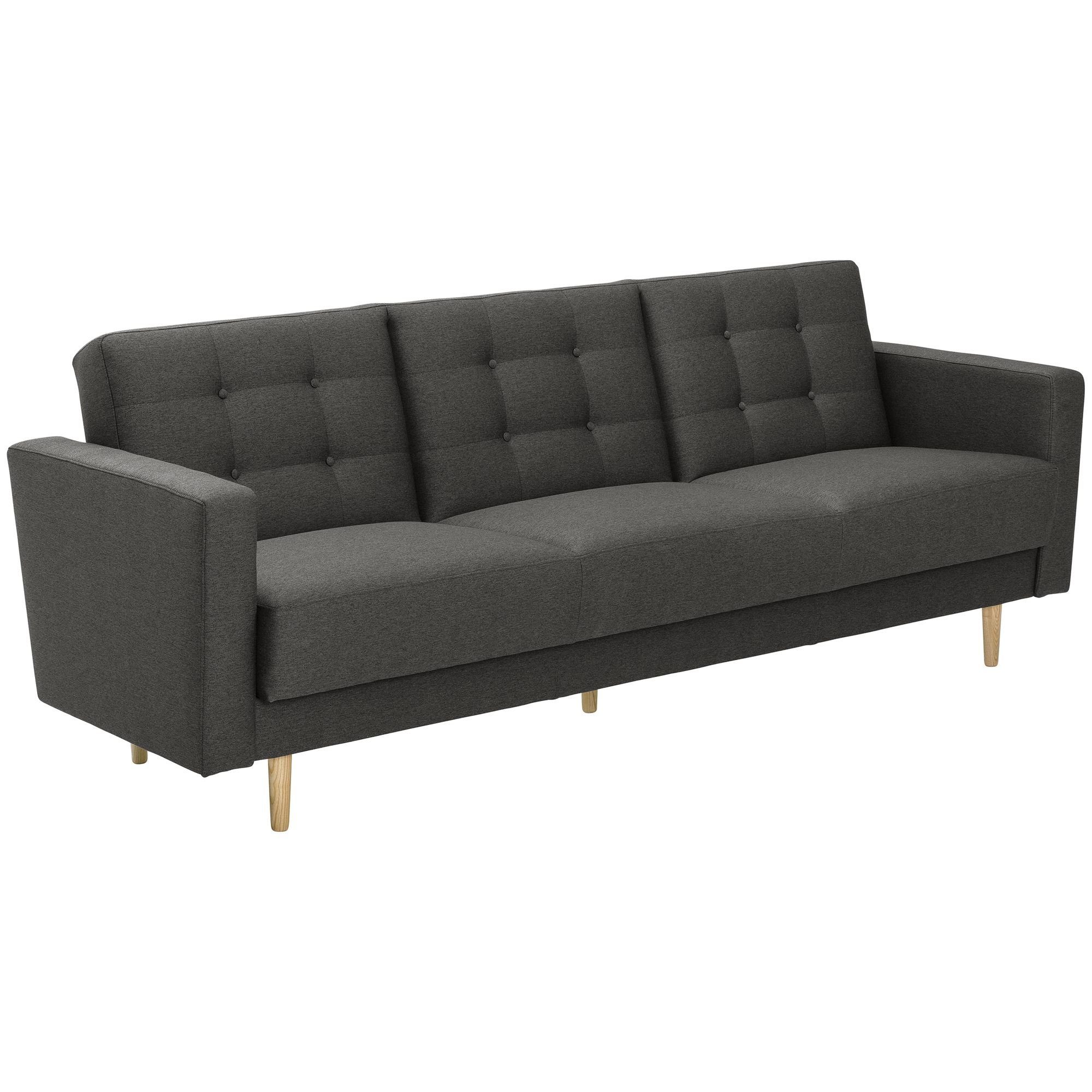 58 aufm Kessel Sofa Couch 3-Sitzer mit Bettfunktion Kazia Flachgewebe anthrazit, Lieferung bis zur Haustür 1 Teile, Bezug und Farbe individuell wählbar für persönliches Wohnambiente