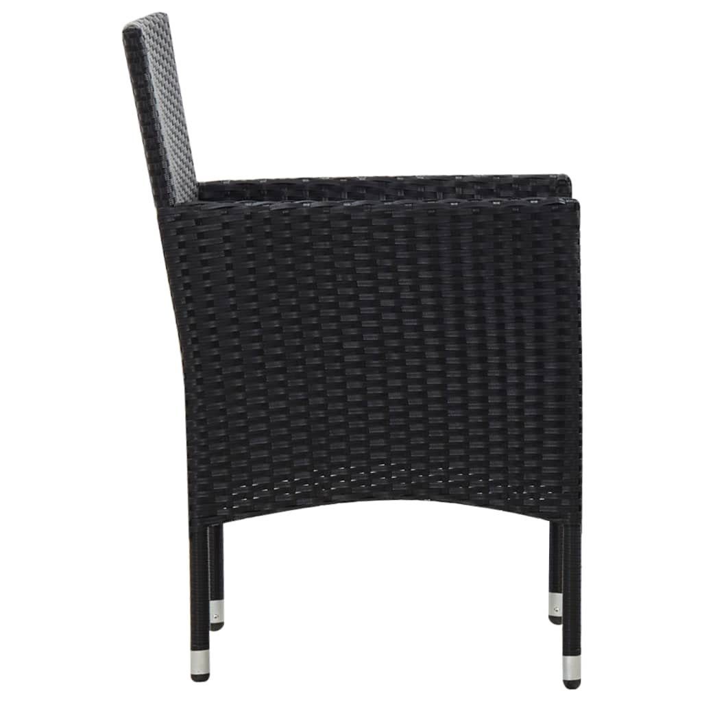 vidaXL Gartenlounge-Set Garten-Lounge-Set Poly 4-tlg. Rattan mit Schwarz, Auflagen (4-tlg)