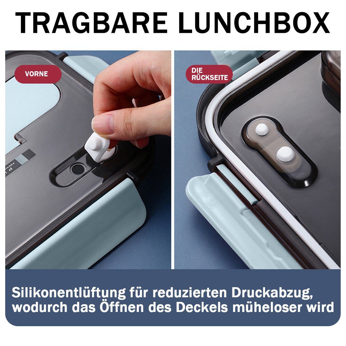 Löffel,Lebensmittel Box,für Jormftte Lunchbox Bento Lunchbox Blau mit Lagerung Arbeit,Reisen