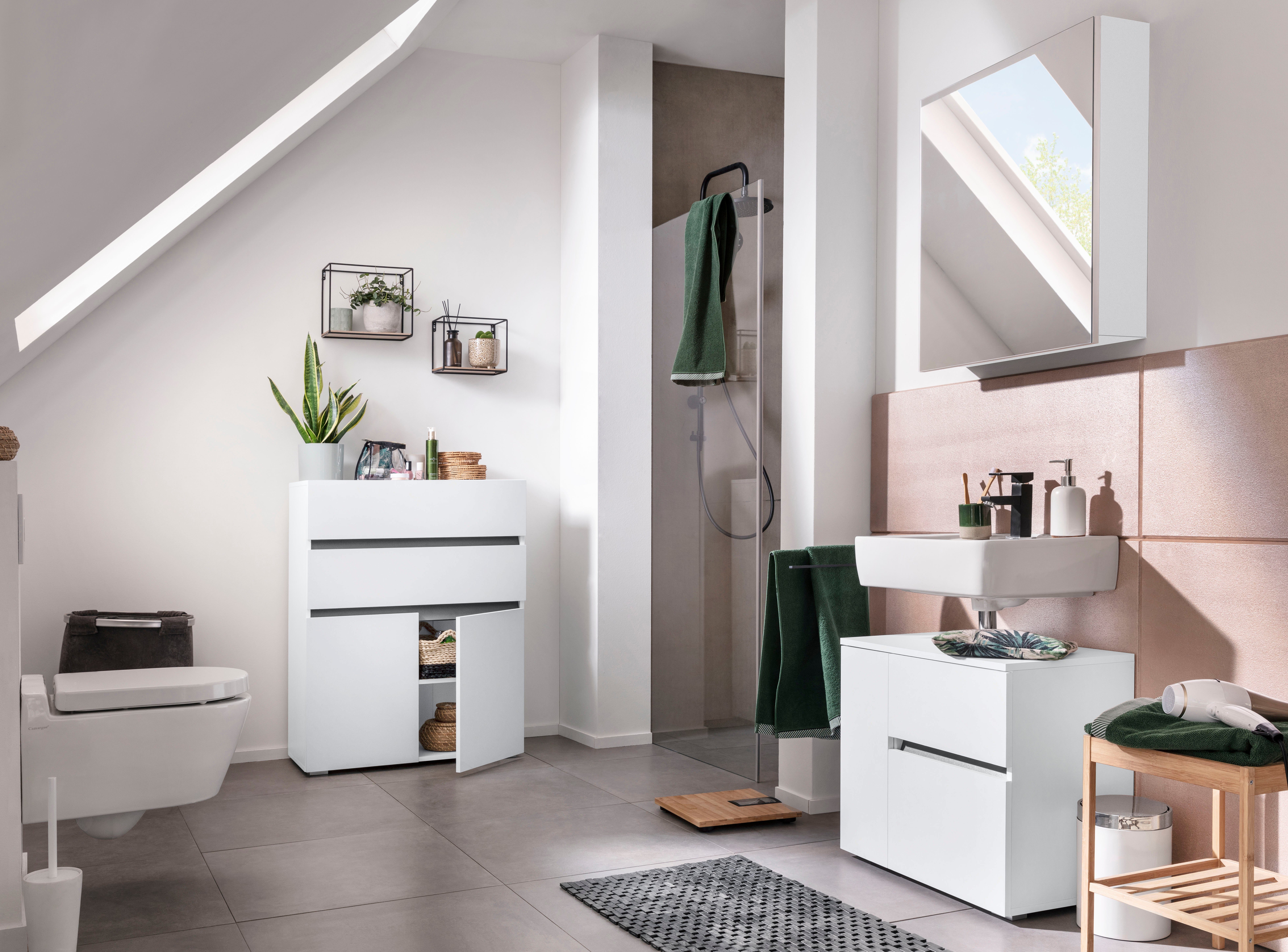 Home affaire Waschbeckenunterschrank Wisla Siphonausschnitt, Push-to-open-Funktion, Breite 60cm, Höhe 55 cm