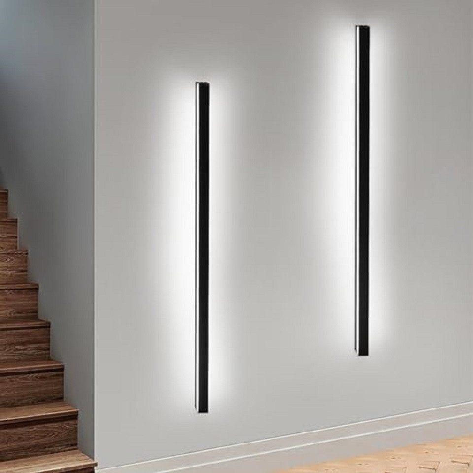 ZMH LED Wandleuchte Innen Wandlampe - 100CM Kaltweiß Schwarz Metall 32W Woh günstig online kaufen