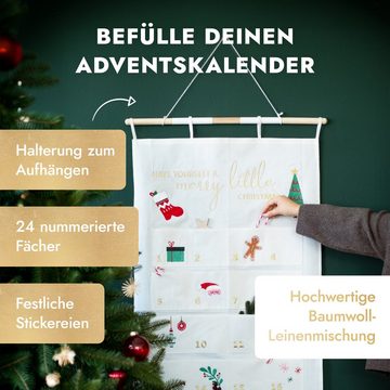 Amari befüllbarer Adventskalender AMARI ® Adventskalender zum Befüllen - Wandkalender mit 24 Fächern