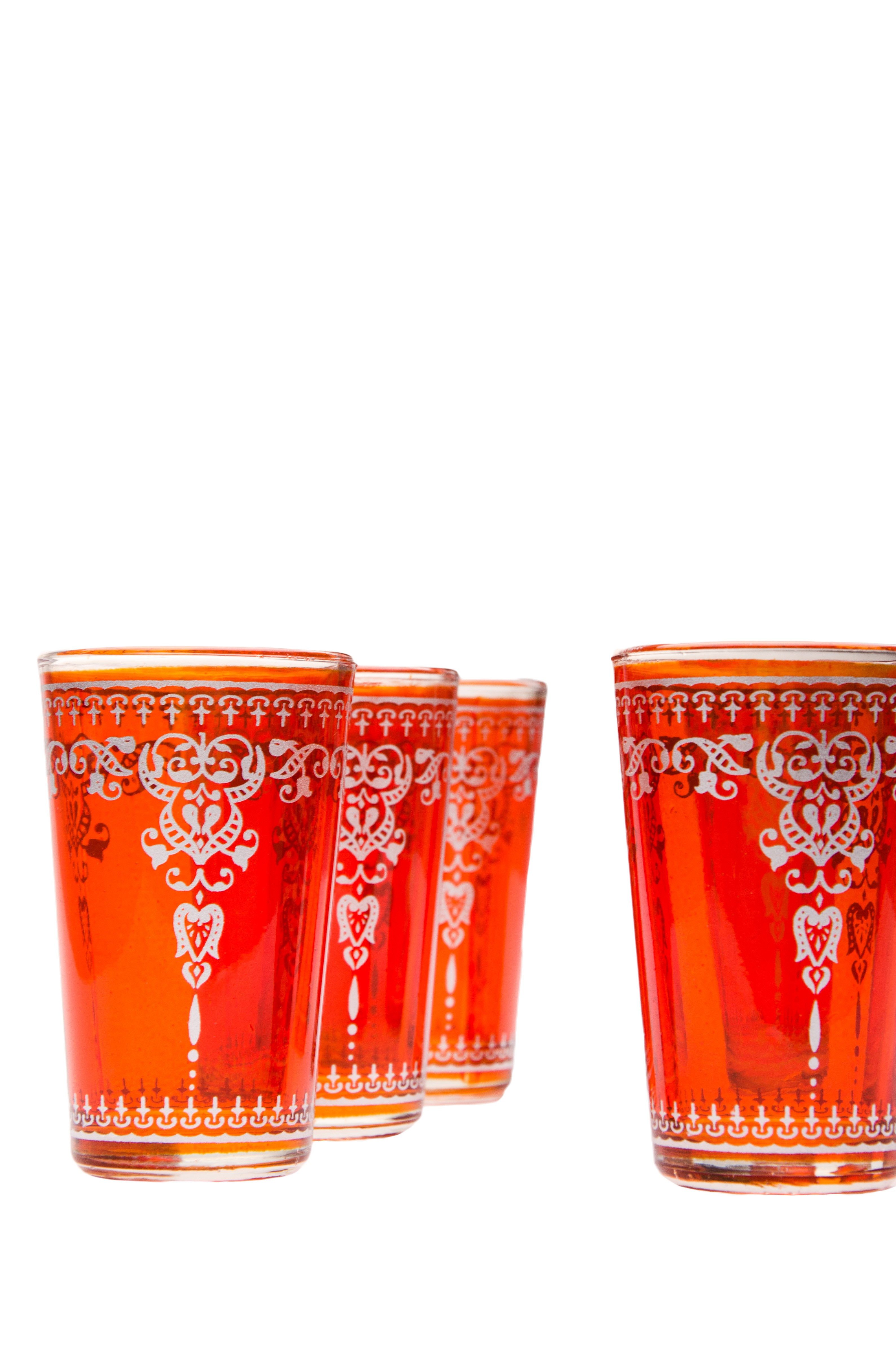 Marrakesch Orient & Mediterran Interior Teeglas 6 Mediterrane Teeglas Andalous Orange - 6er SET, 6-tlg., Glas, Handarbeit