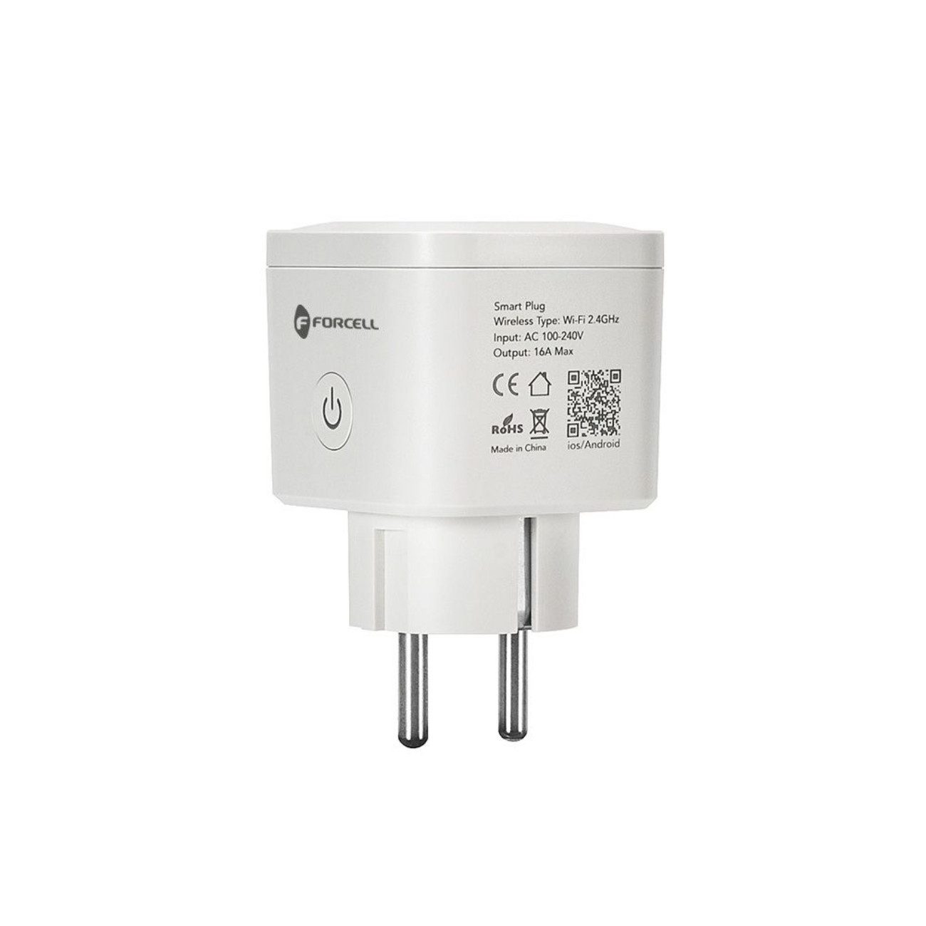 Forcell Steckdose EU02, Einzelstecker, 3680W, WLAN 2.4 GHz, Tuya, Alexa, Google, Wochen-Timer