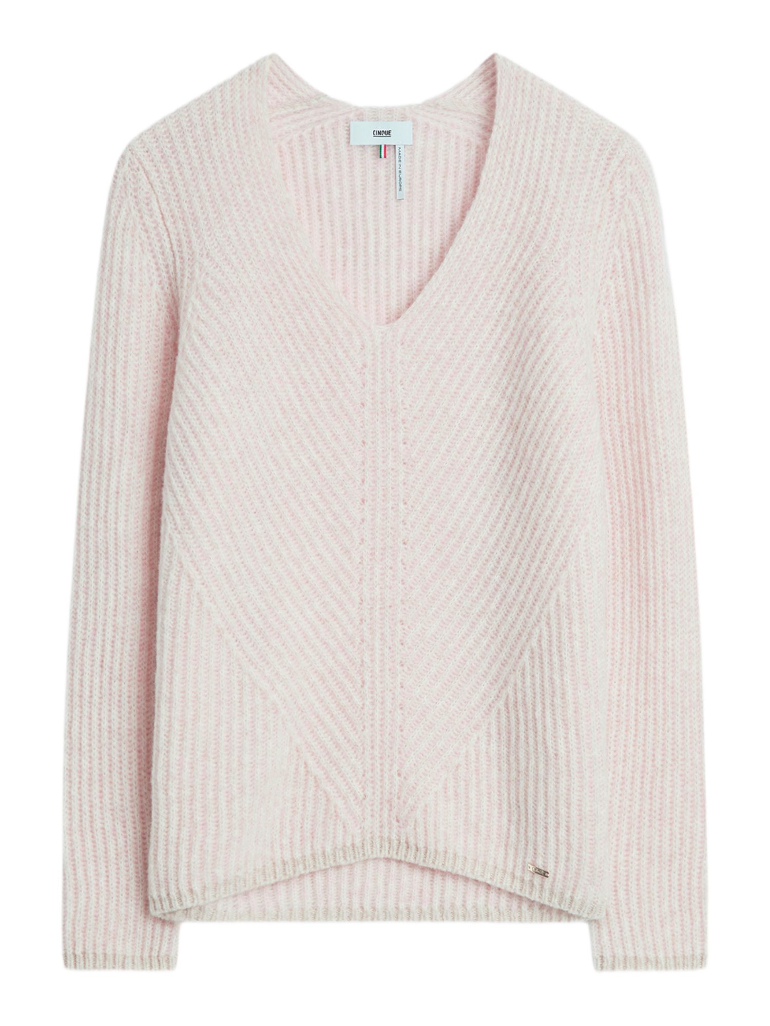 Cinque Strickpullover rosa,Casual,Wolle,Unifarben,V-Ausschnitt,Lang,Regular Fit