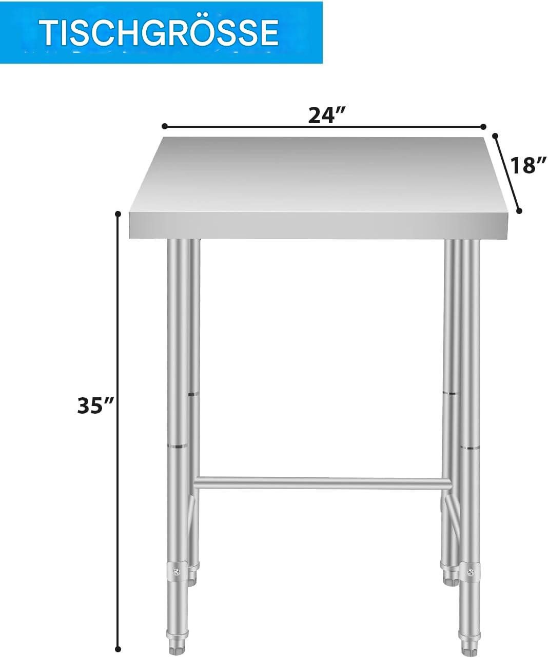 GarveeMore Arbeitstisch (180 KG Hochleistungs-Utility, Offener Basis und Feststellbaren Rädern), NSF Kommerzieller Vorbereitungstisch