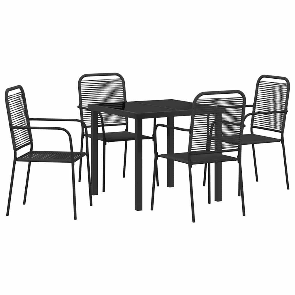 vidaXL Gartenlounge-Set Garten Essgruppe 5 pcs Schwarz Pulverbeschichteter Stahl, (5-tlg)