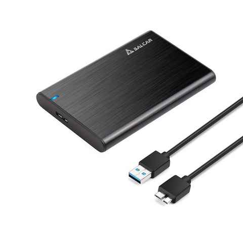 Salcar Festplatten-Gehäuse für 9.5mm 7mm 2.5" SATA HDD SSD, USB 3.0 Kabel