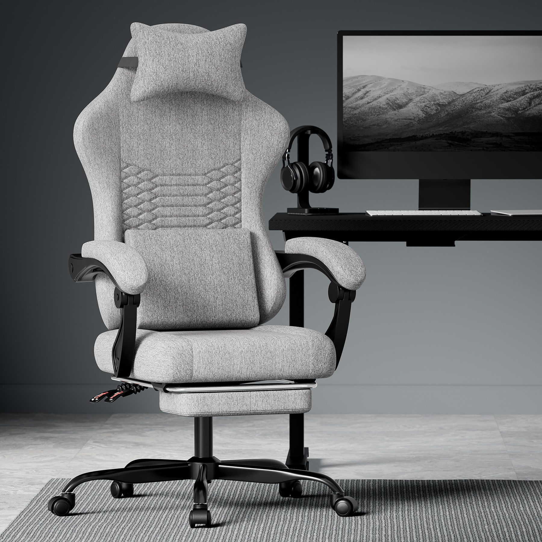 BlingBin Gaming-Stuhl Massage Gaming Sessel mit Fußstütze, PC Stuhl Gamer Stuhl Bürostuhl (1er Set, 1 St), Ergonomisches Design, verstellbare Armlehnen und Rückenlehne
