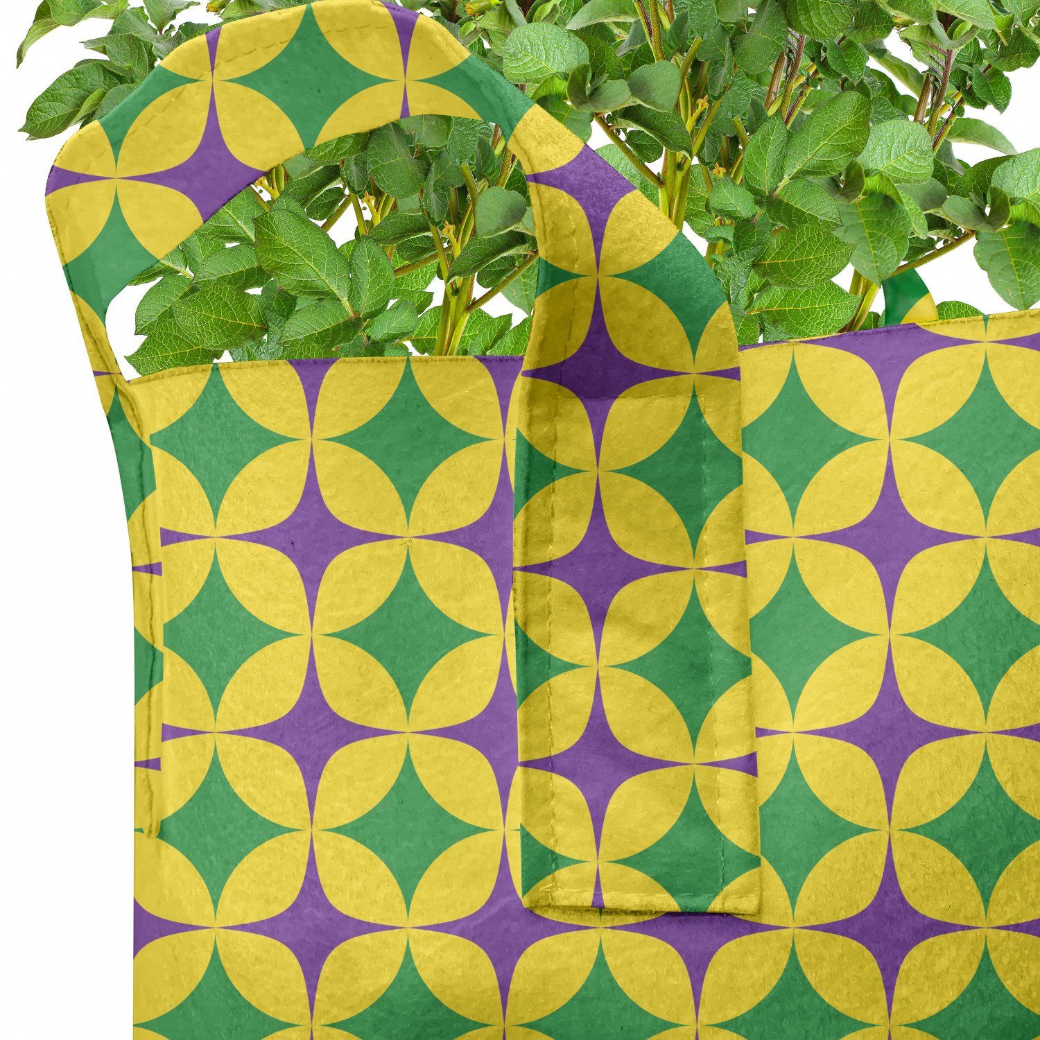 Abakuhaus Pflanzkübel hochleistungsfähig Stofftöpfe mit Griffen Retro-Muster-Stern Karneval für Pflanzen