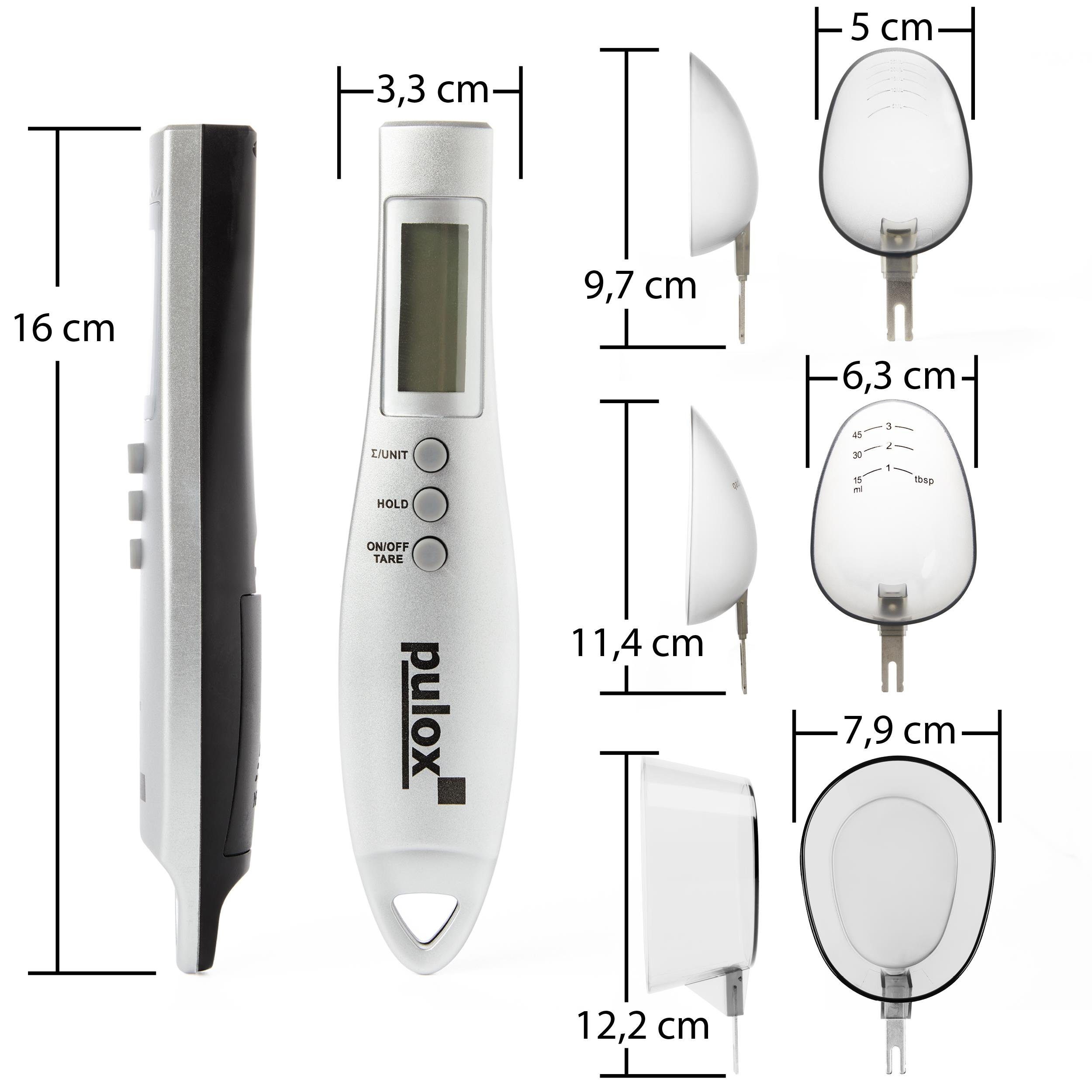 pulox Löffelwaage PLW-100 inklusive drei Löffelköpfen und Batterien