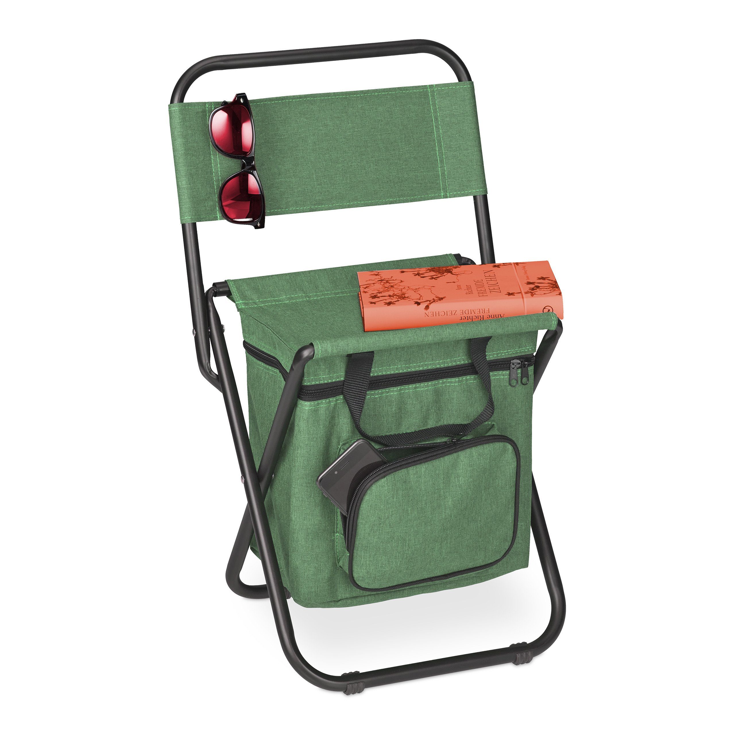 relaxdays Campinghocker Grüner Campinghocker mit Lehne günstig online kaufen