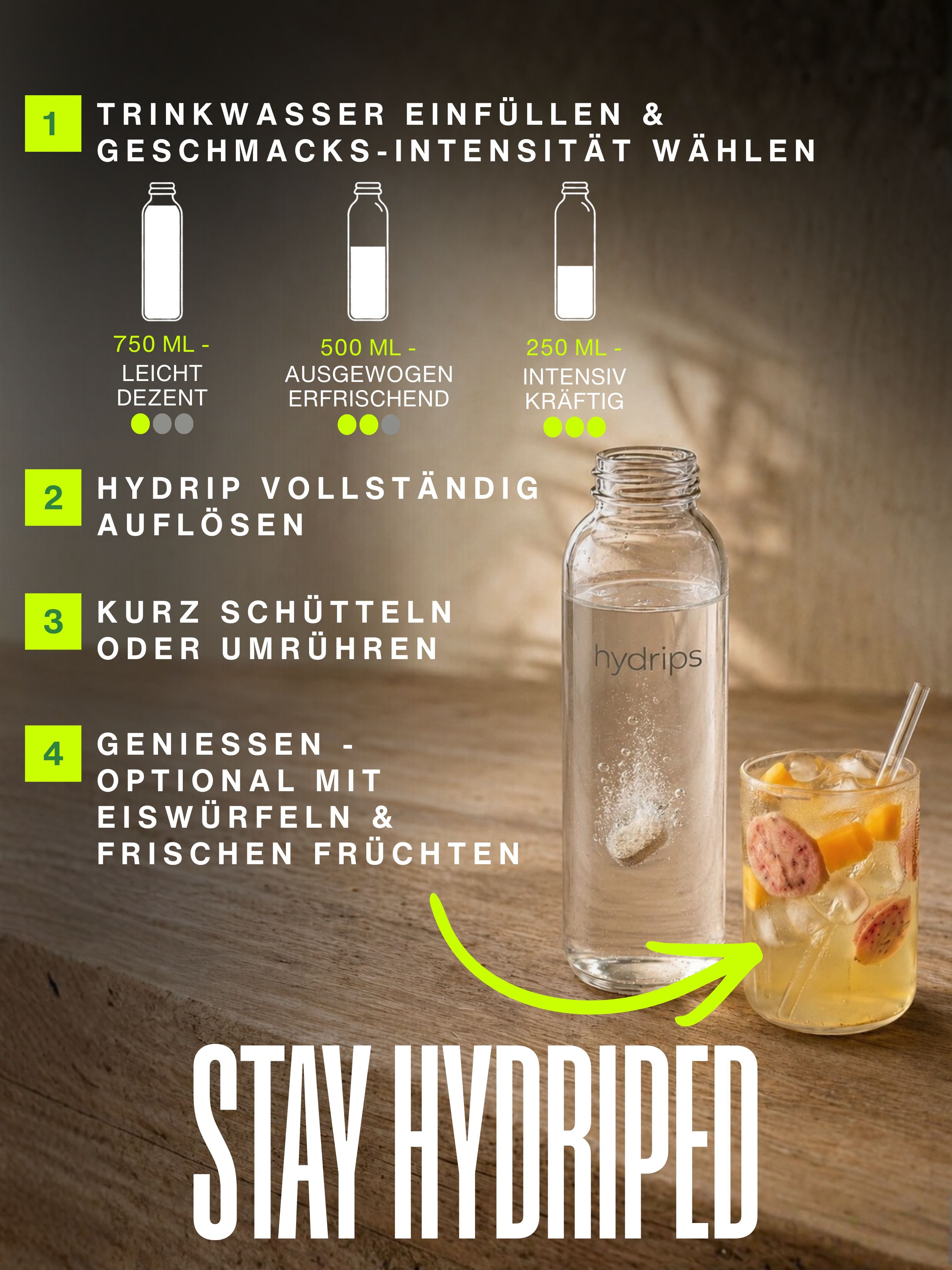 hydrips Getränkewürfel hydrips 100 Portionen 5 Sorten zuckerfrei & kalorienfrei mit Vitaminen, (Bundle, All of hydrips - 5 Sorten), Vegan, Glutenfrei, Zuckerfre – Bild 3 von 5