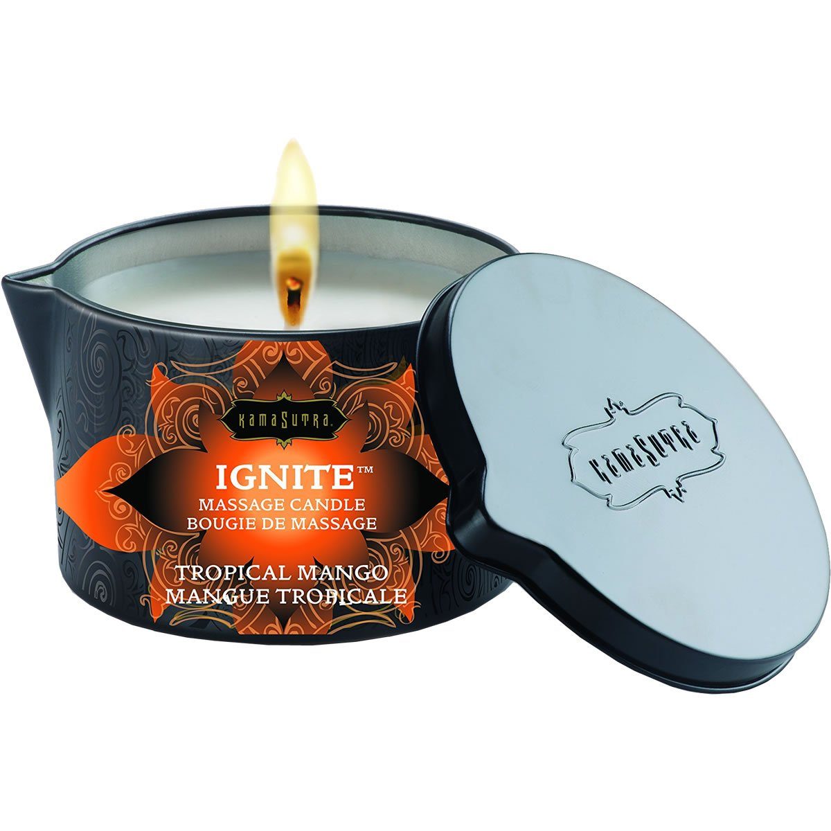 KamaSutra Massagekerze Ignite Tropical Mango, Kerze mit 170g, 1-tlg., Massagekerze für sinnlich-erotische Stunden zu zweit