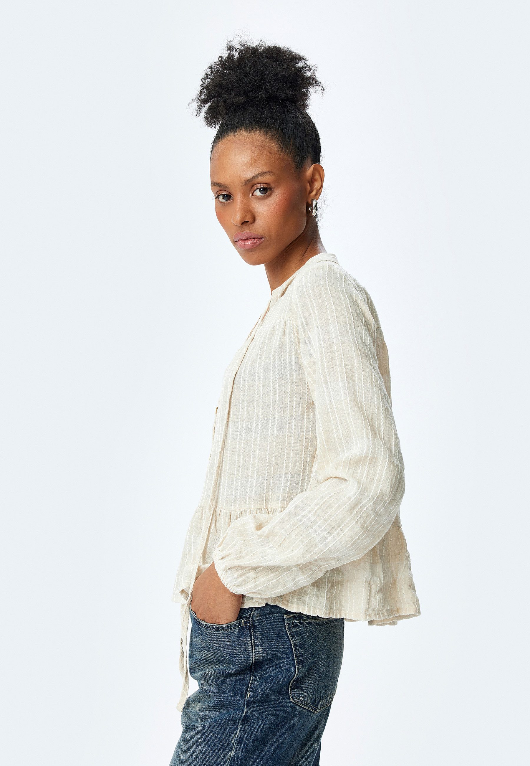 Koton Langarmbluse Langärmelig V-Ausschnittkragen Langarmbluse günstig online kaufen