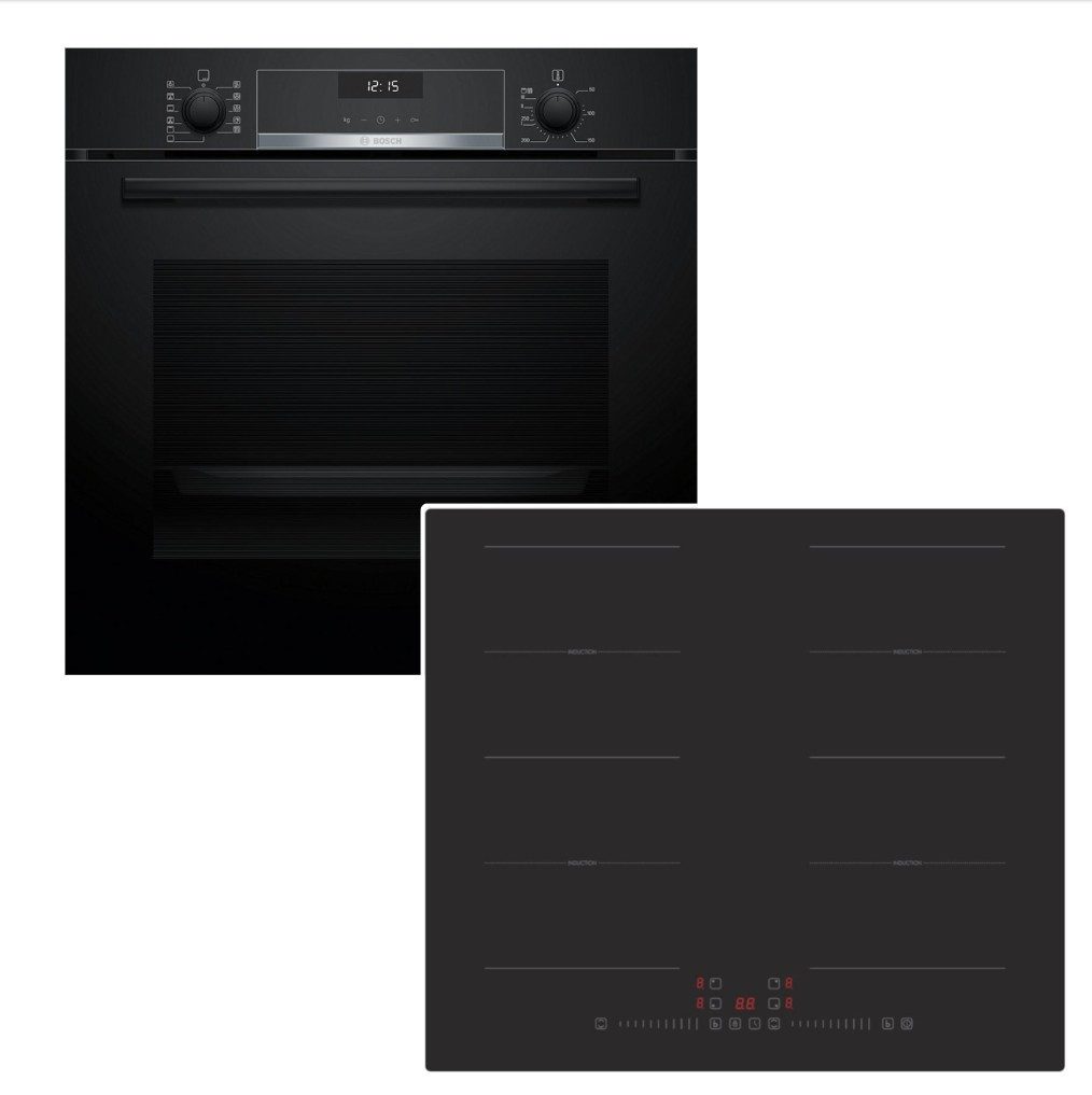 BOSCH Backofen-Set Serie 6 AirFry AutoPilot 10 EcoClean + PKM Induktionskochfeld Booster, mit Nein, EcoClean Direct