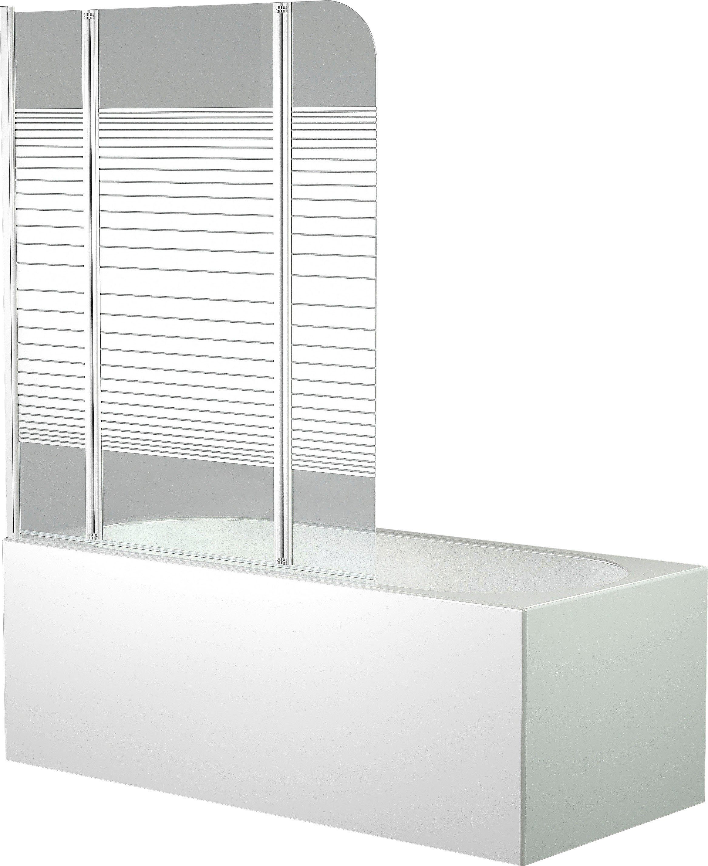 Marwell Badewannenfaltwand White Stripes, Einscheibensicherheitsglas, (3 tlg), mit Sichtschutz, Breite: 125 cm