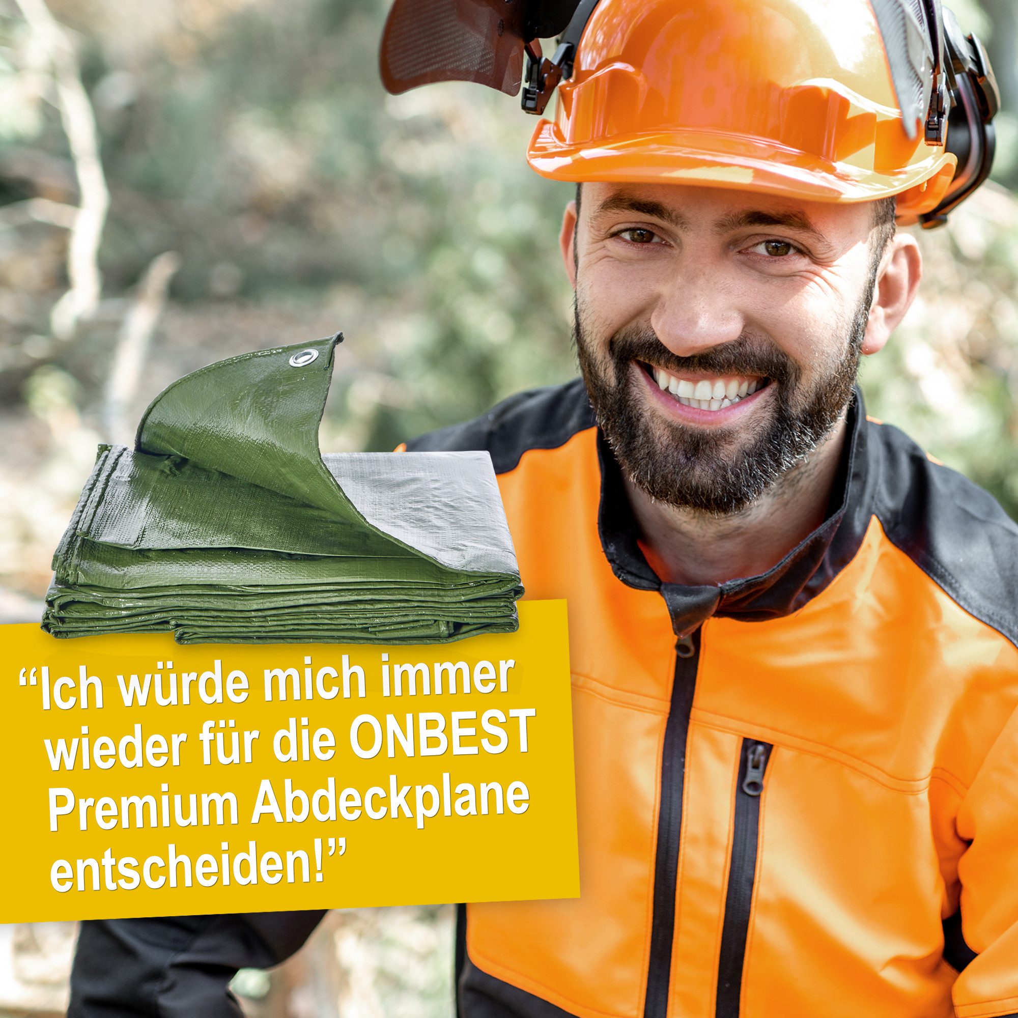 Onbest Schutzplane Wetterbeständig Reißfest (Einzelnt), 140g/m² PE-Gewebe, Aluminum Ösen, Wasserdicht