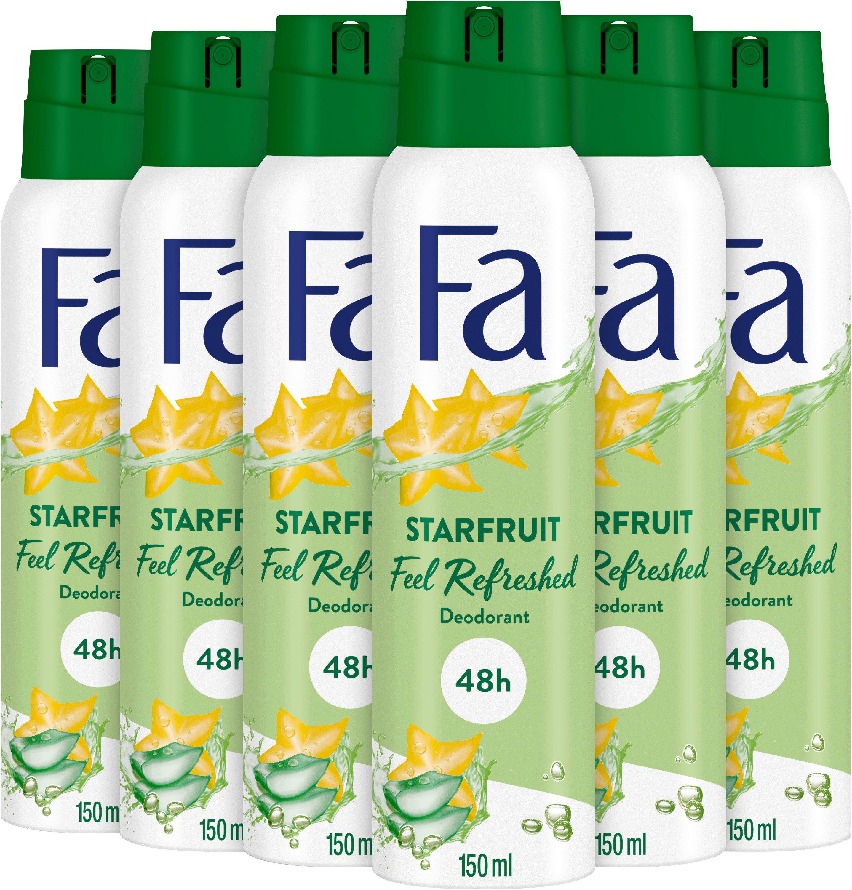 Deo-Spray Starfruit Sternfrucht Feel Refreshed, 6x 150ml