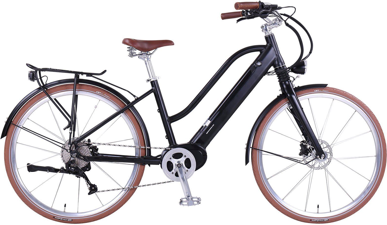 eGO Movement E-Bike Classic 25 Cleopatra Trapez 45 cm Schwarz 28", 10 Gang Shimano Deore Schaltwerk, Kettenschaltung, Mittelmotor, 418 Wh Akku