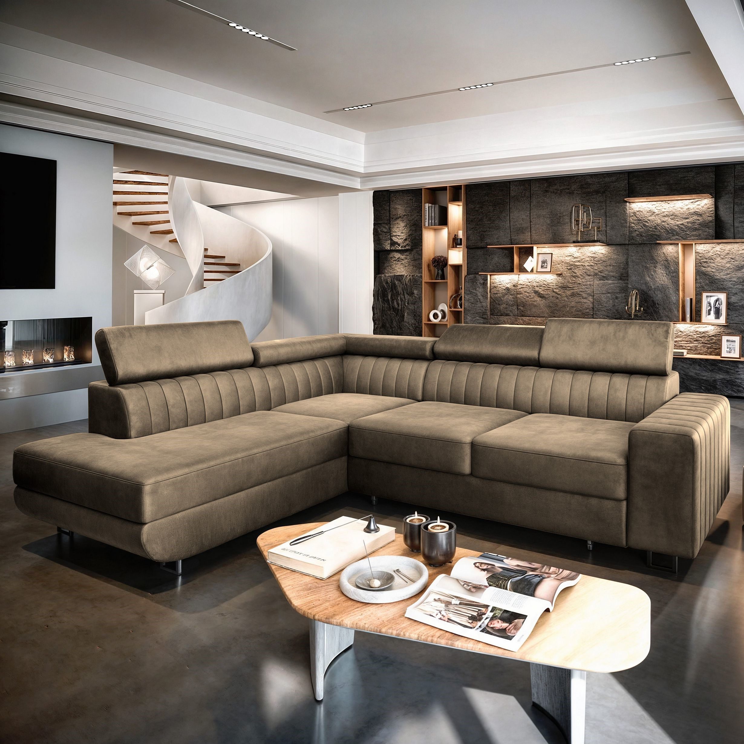 Masseno Ecksofa NOLA mit Schlaffunktion L-Form, Sofa mit Bettkasten günstig online kaufen