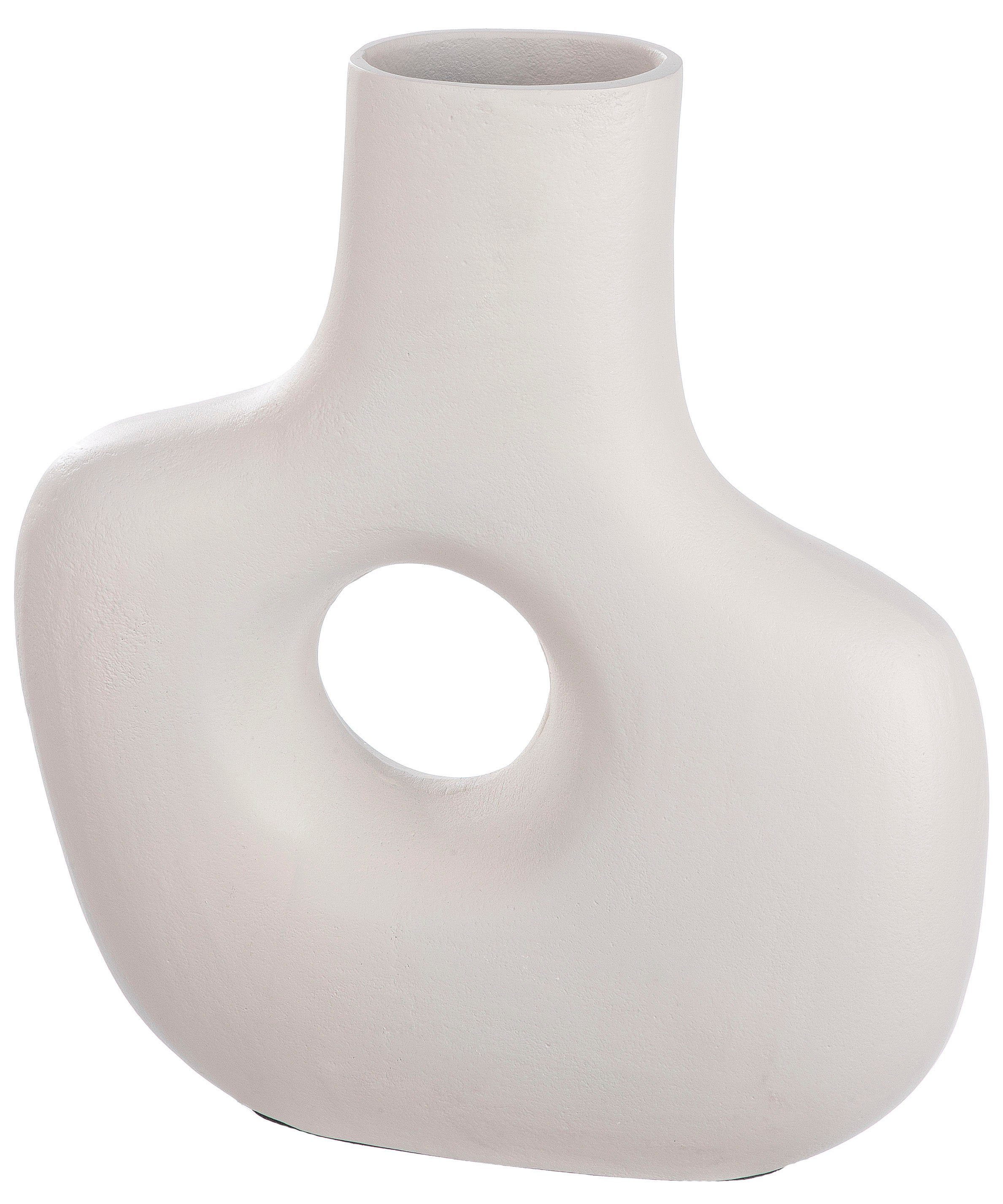 Casablanca by Gilde Tischvase Helena, Dekovase (1 St), Vase aus Aluminium, in bauchiger Form, Höhe ca. 30 cm creme