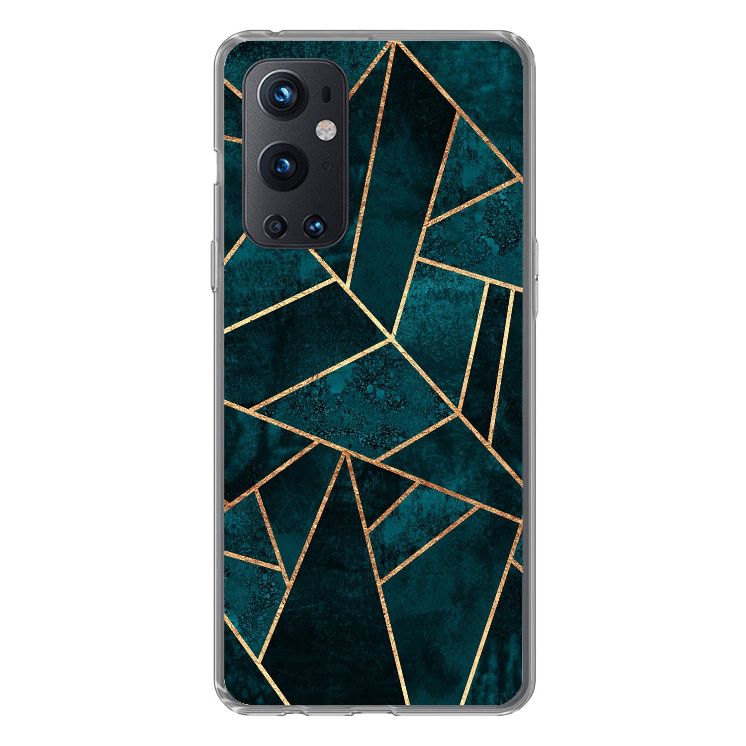 MuchoWow Handyhülle für OnePlus 9 Pro Steine - Gold - Luxus - Muster - Abstrakt, Phone Case, Silikon, Schutzhülle Dünn