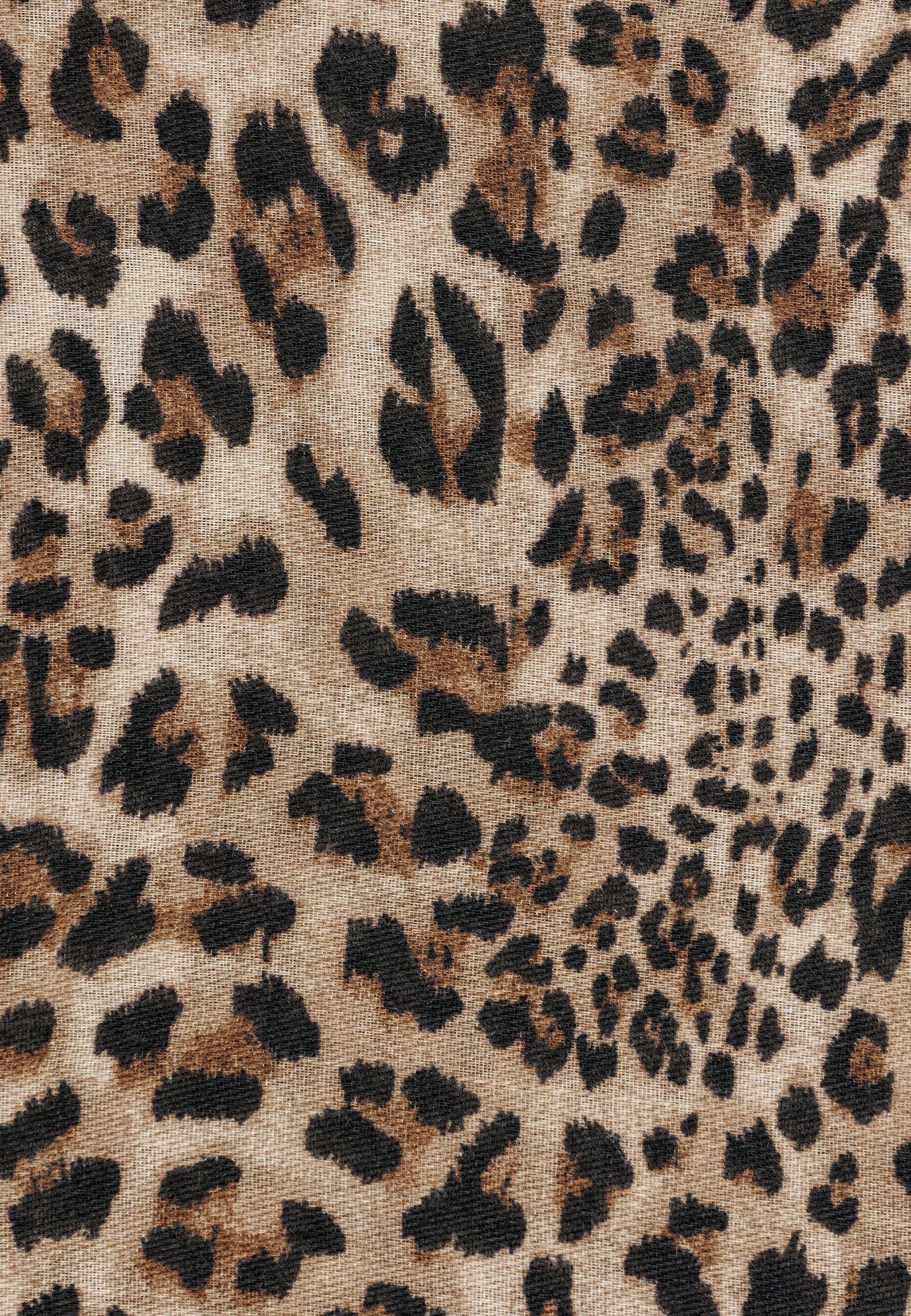 Caspar Modeschal SC542 Leichtes Halstuch mit exotischem Leo Muster Animal Print, ideal für Frühlingstage und laue Abende – Bild 5 von 5