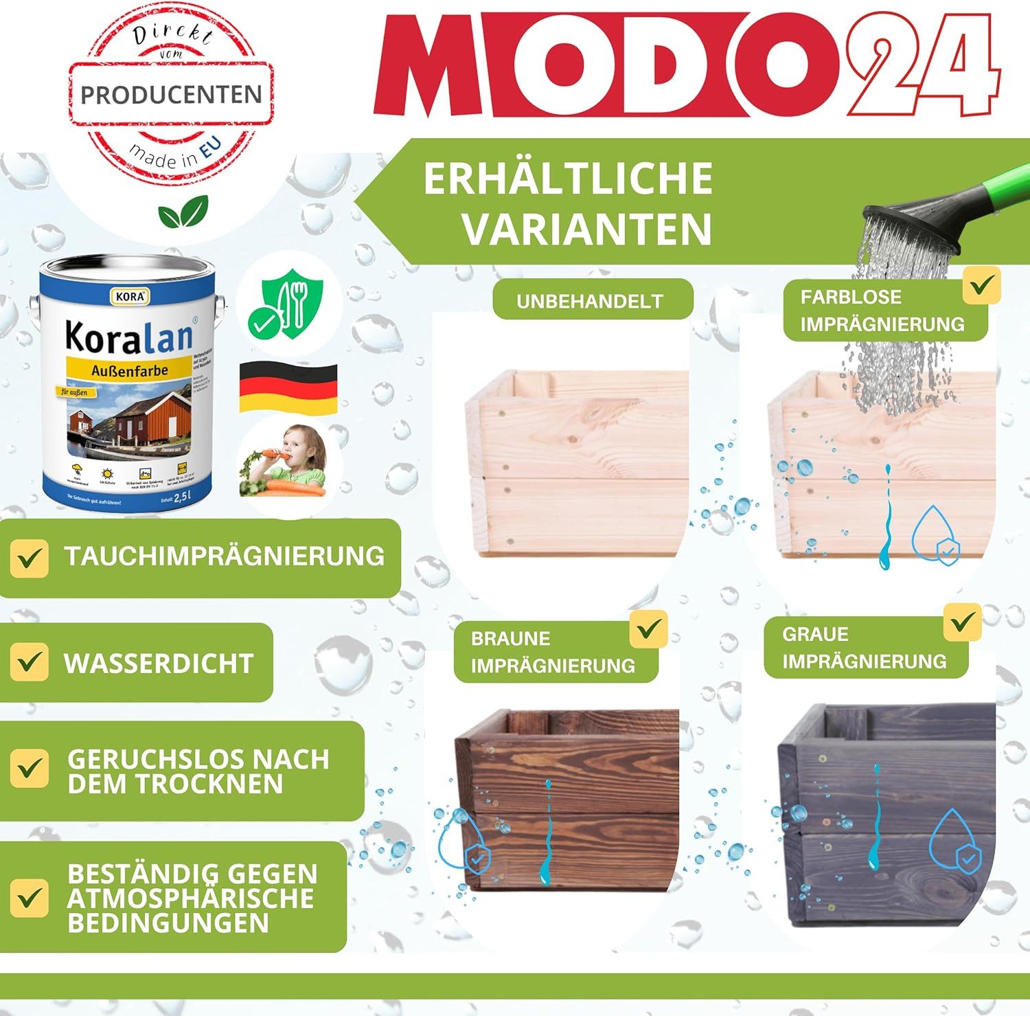 Modo24 Blumenkasten Pflanzkasten aus Holz, Pflanzkübel für Kräuter, Kiefernholz (rechteckiger, für Balkon und Fensterbank), Wetterfest, Stabil & Dekorativ, 3 Gr – Bild 4 von 5