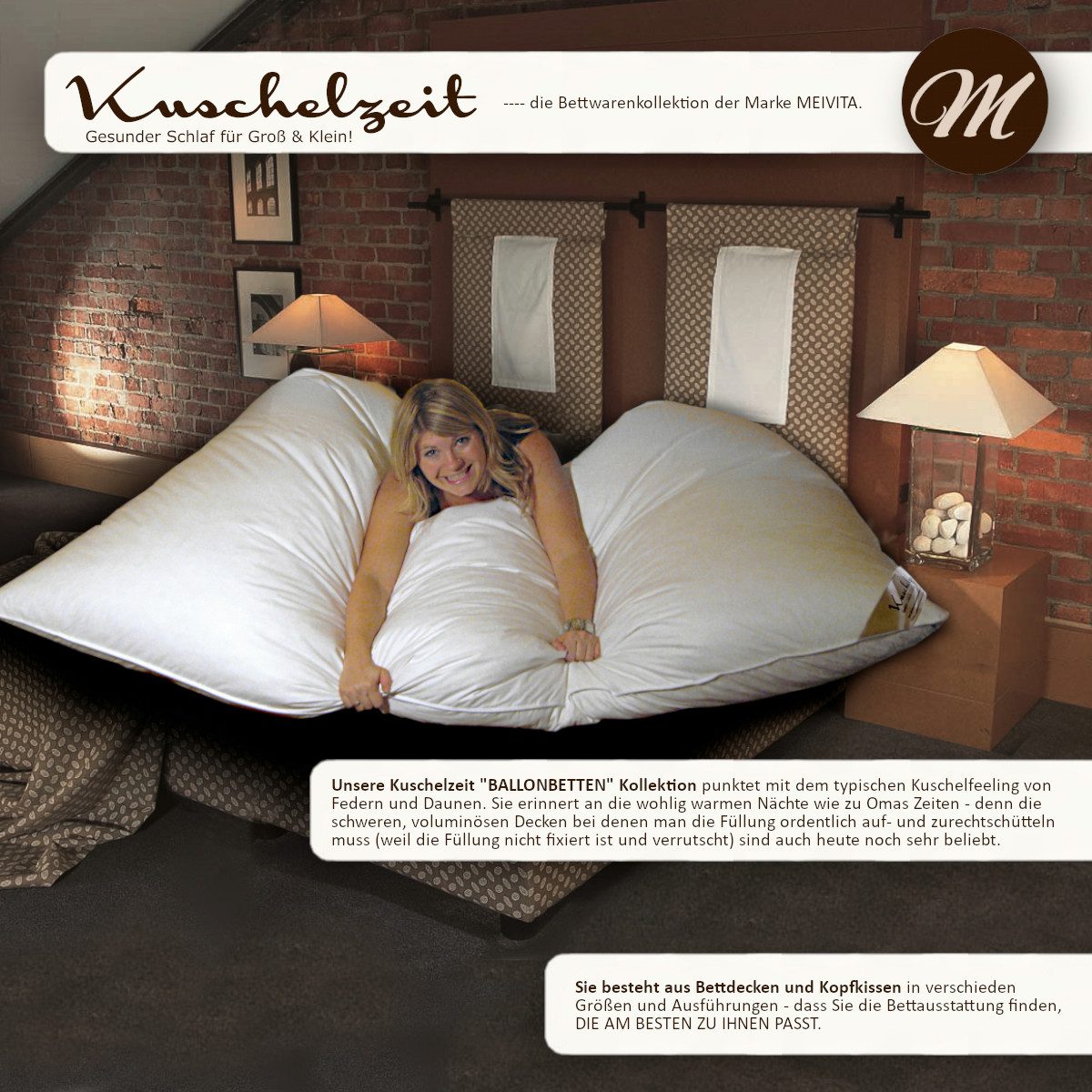 Meivita Gänsefederbettdecke Ballonbett mit 100% Federn, Füllung: 100% neue weiße Gänsefedern Klasse 1, Bezug: 100% Baumwolle, Winterdecke hergestellt in Deutschland
