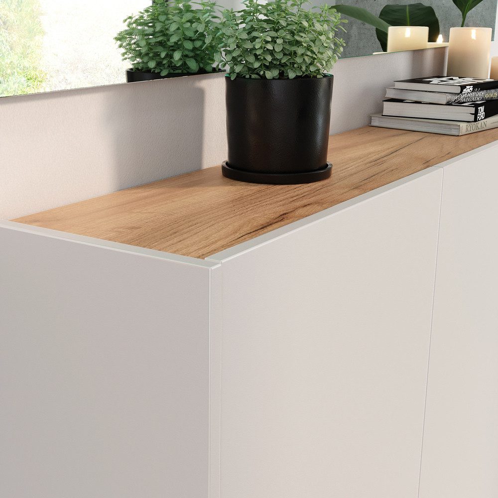 Lomadox Garderoben-Set LAPUA-01, (Spar-Set, 2-St., Schuhschrank Spiegel), in kaschmir und Eiche, ideal für schmale Flure