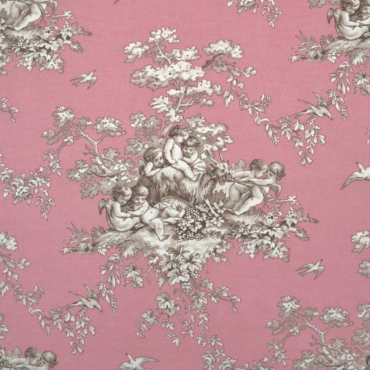 Thumbnail - Stofferia Stoff Dekostoff Toile de Jouy Angelote Altrosa - Höhe 280 cm, Meterware