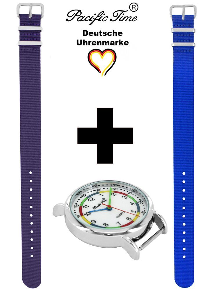 Pacific Time Quarzuhr Set Kinder Gratis und Mix violett First Armbanduhr royalblau Design Lernuhr Wechselarmband, Match Versand - und