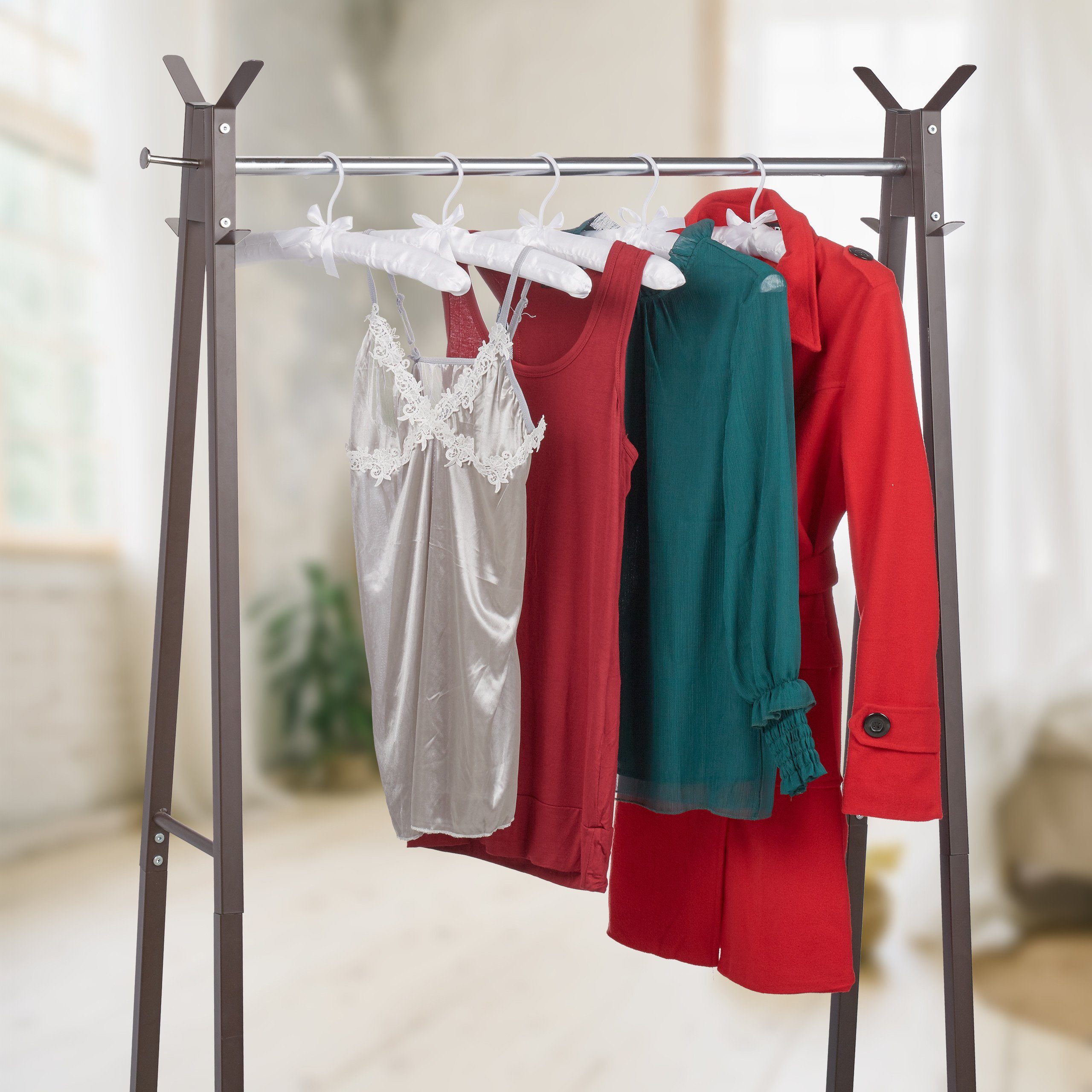 relaxdays Kleiderbügel 20x Kleiderbügel Satin weiß günstig online kaufen