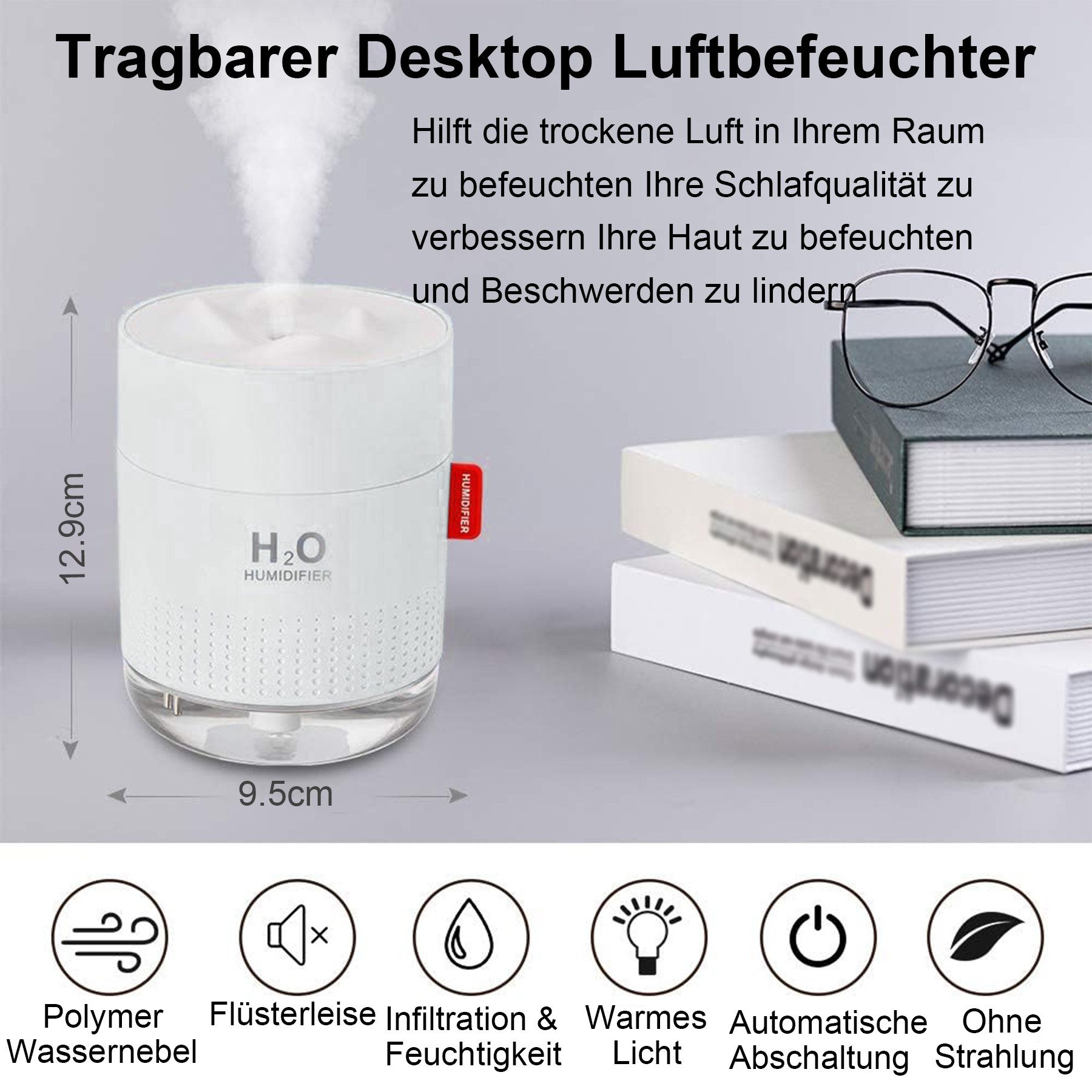 Senmudi Luftbefeuchter Mini Luftbefeuchter,klein,USB einstellbar Mit Led-Li günstig online kaufen