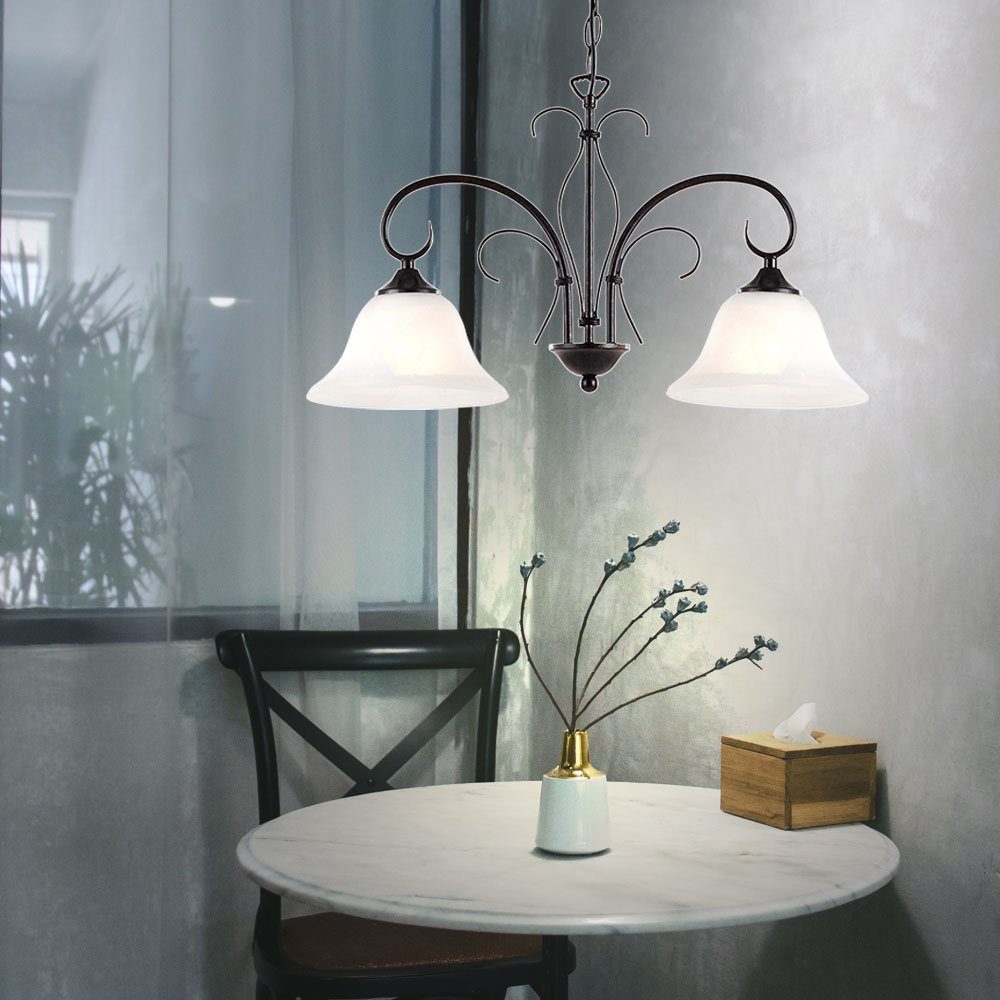 Alabaster etc-shop Decken Optik Lampe LED im Ess Pendel Zimmer Warmweiß, Pendelleuchte, inklusive, Leuchte Retro Leuchtmittel rost