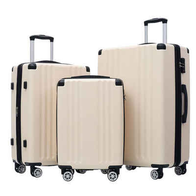 Flieks Trolleyset, 4 Rollen, (3 tlg), Hartschale Trolley Kofferset Handgepäck Set Reisekoffer