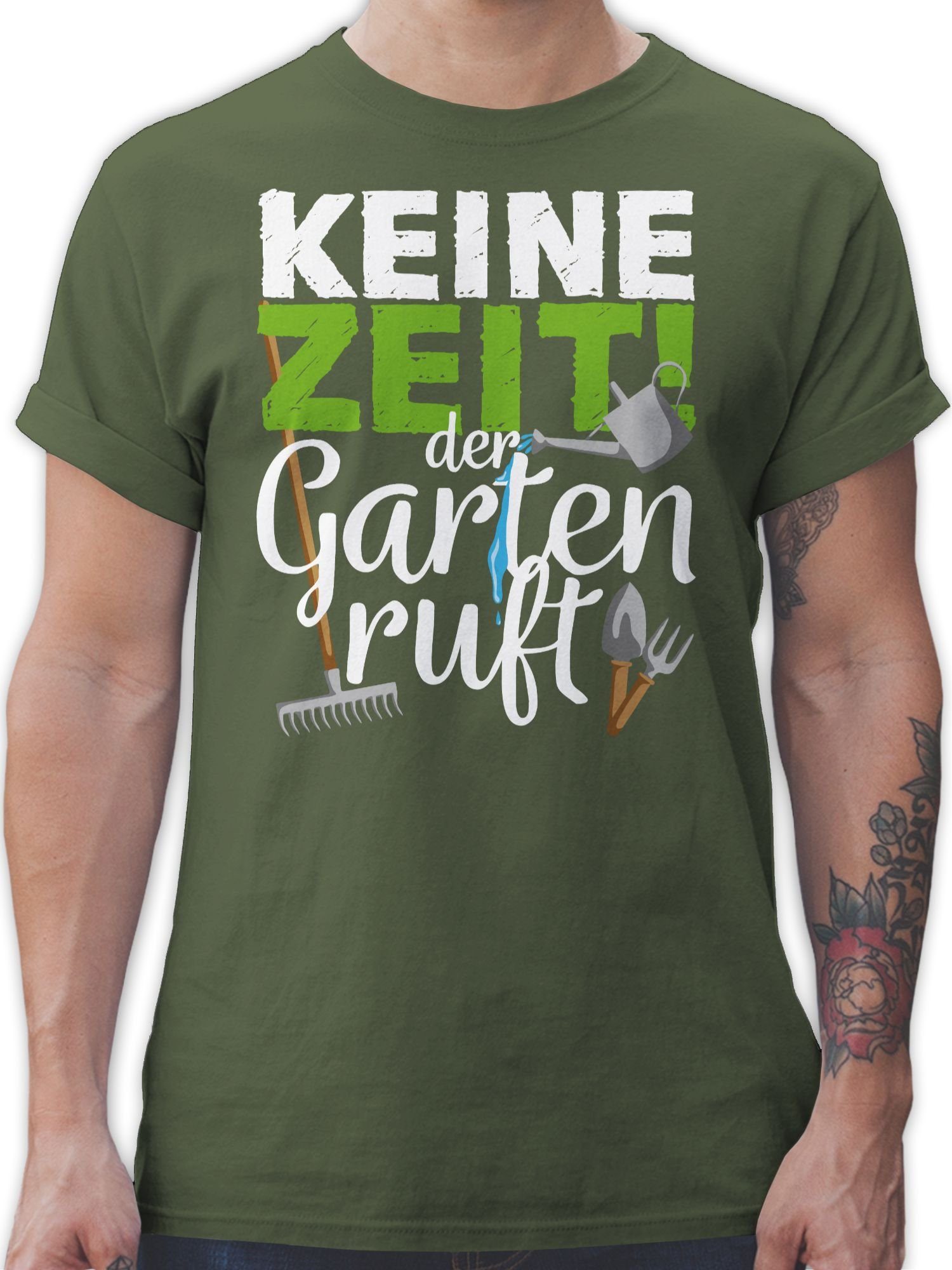 Shirtracer T-Shirt Keine Zeit der Garten ruft - Gartengeräte - weiß - Hobby  Outfit - Herren Premium T-Shirt tshirt herren grün lustig - t-shirt garten  - shirt gärtner