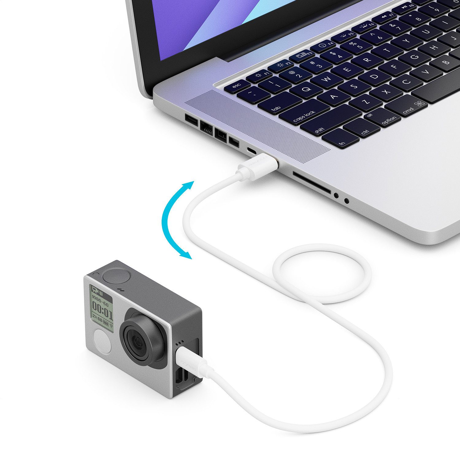 deleyCON deleyCON 0,30m Mini USB 2.0 Datenkabel - USB A-Stecker zu Mini USB-Kabel